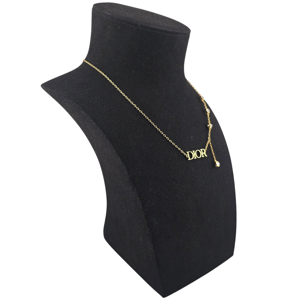 Christian Dior Dio(r)evolution Necklace Gold-Finish Metal and White Crystals DIOR