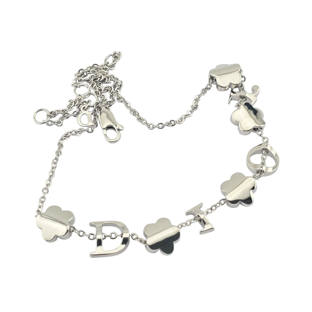 Christian Dior Crystal Flower Silver Choker Necklace DIOR