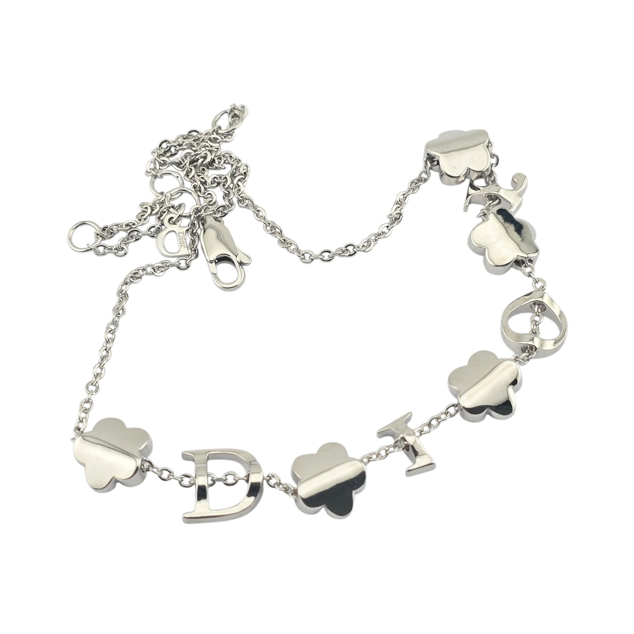 Christian Dior Crystal Flower Silver Choker Necklace DIOR