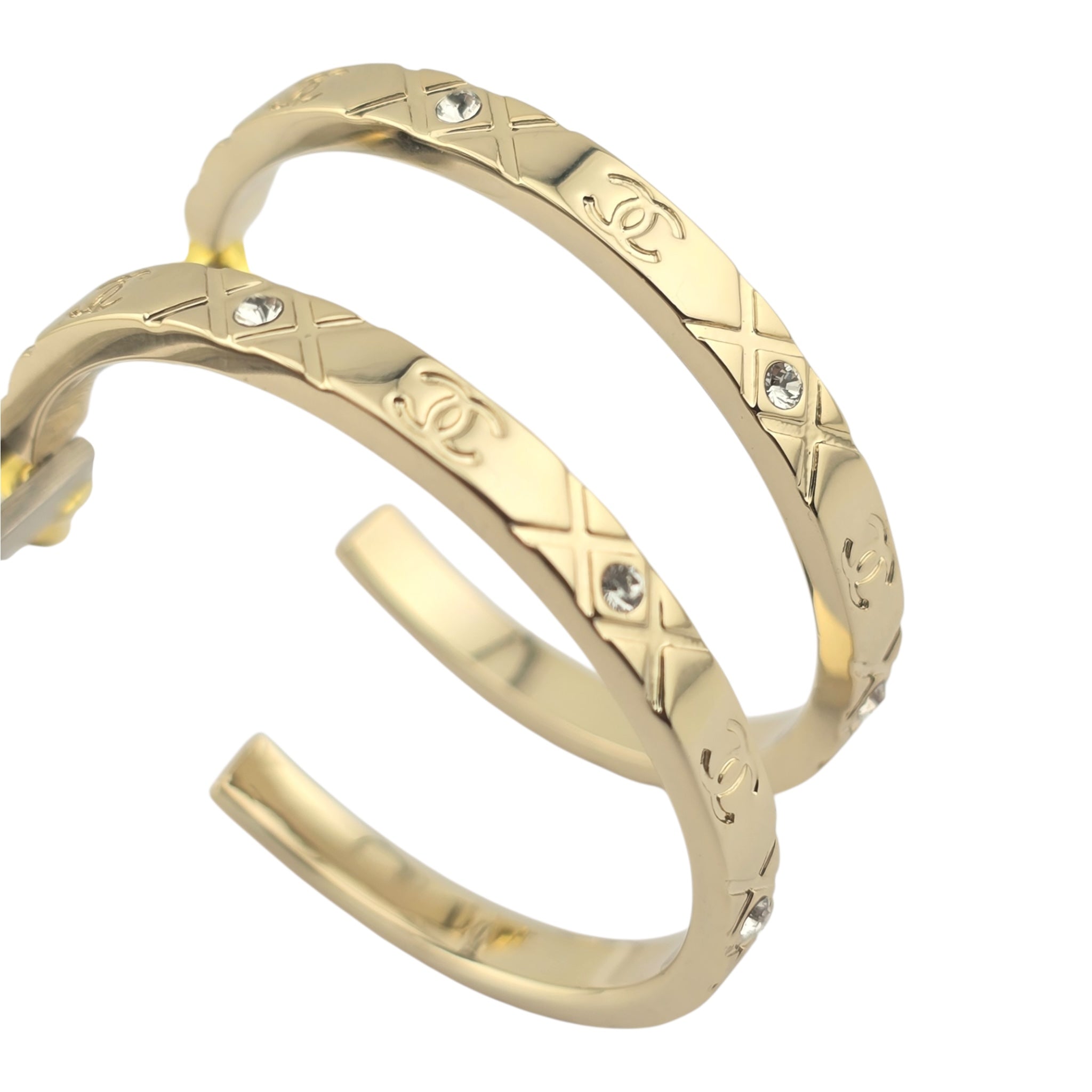 Chanel CC Gold Hoop Metal Earrings 2025 CHANEL