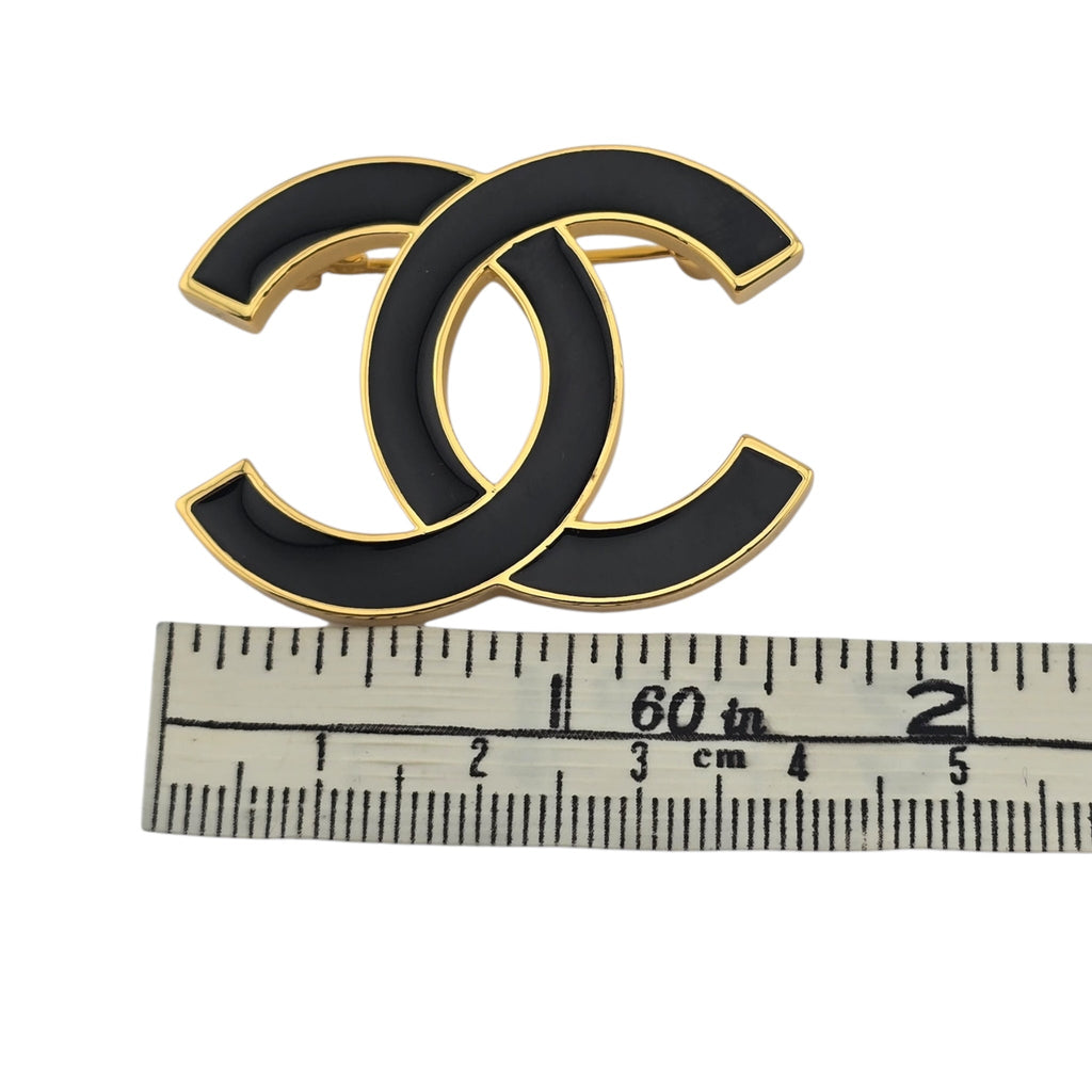 Chanel CC Gold Black Resin Brooch 2024 CHANEL