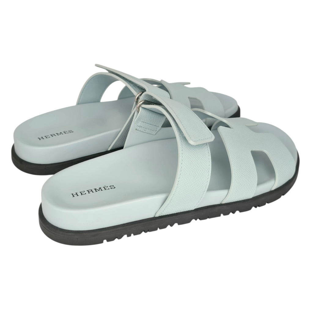 Hermes Chypre Suede Sandal Bleu 39 UK6 HERMES