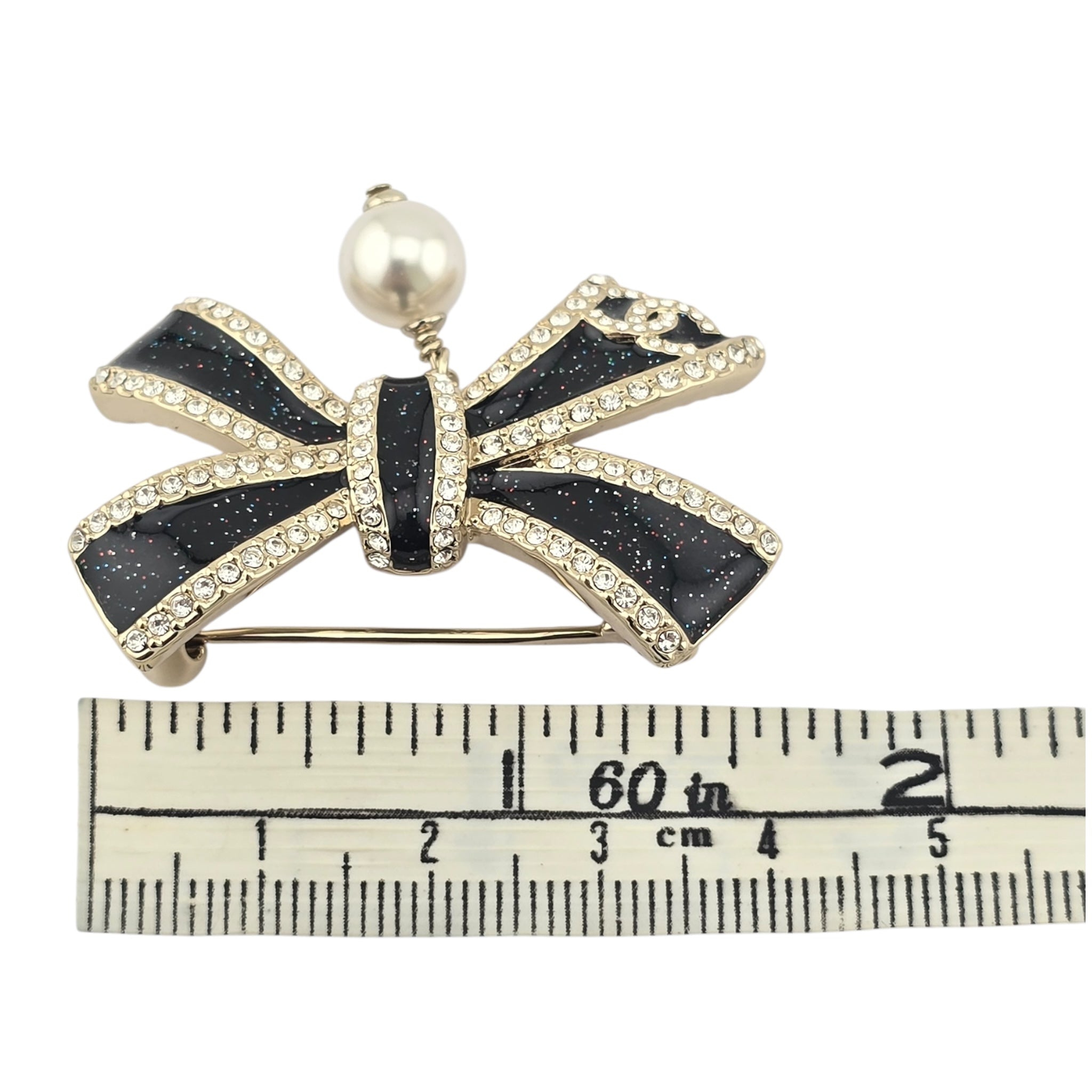 Chanel CC Gold Black Bow Brooch 2025 CHANEL
