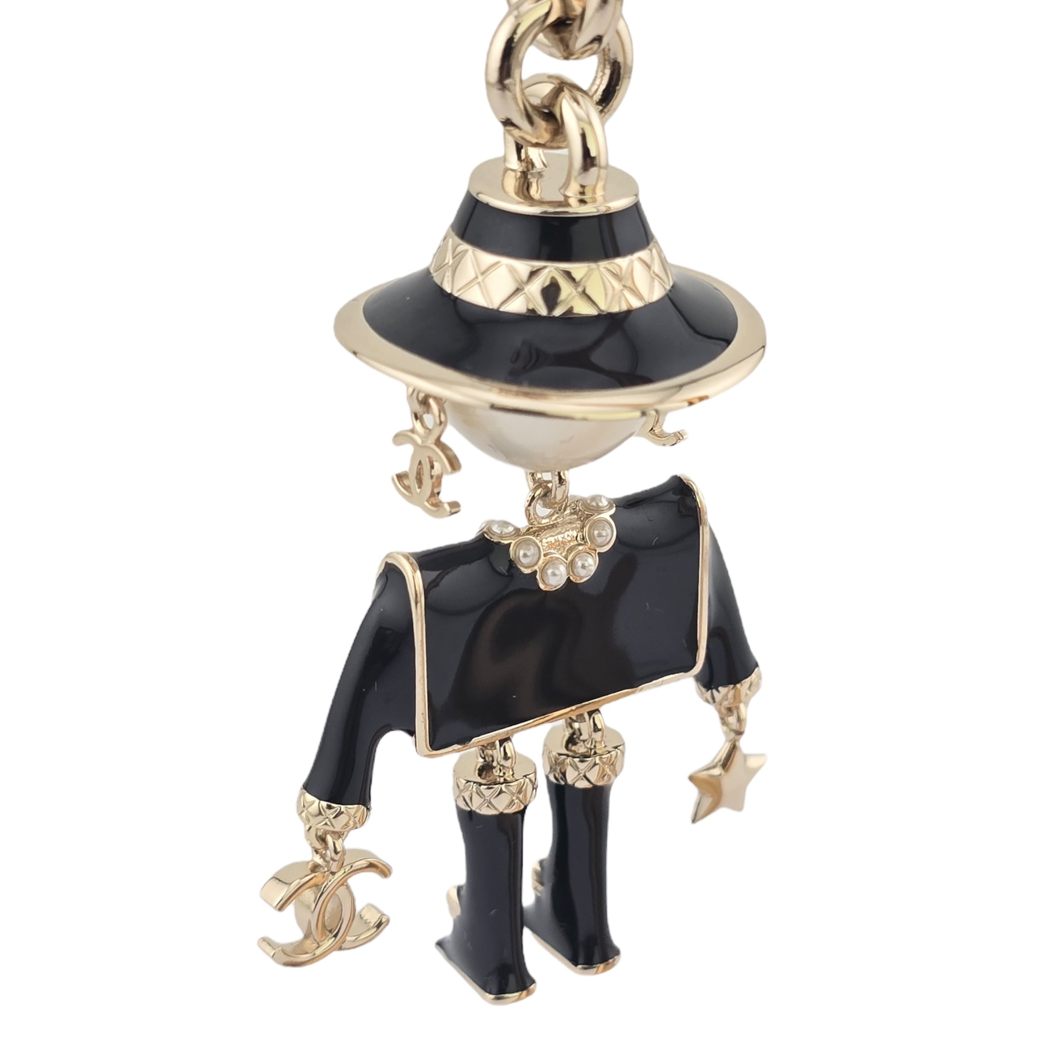Chanel CC Robot Black Key Ring Bag Charm 25B CHANEL