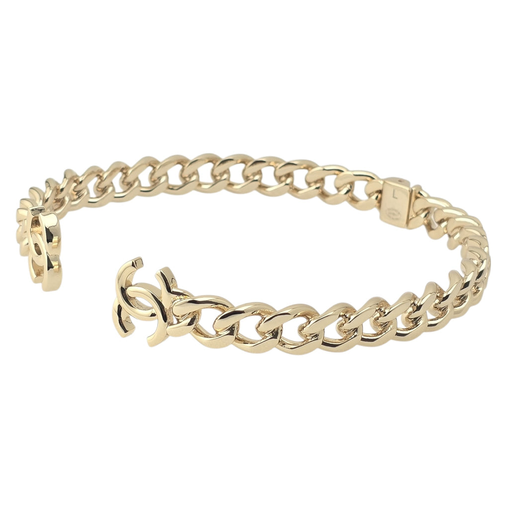 Chanel CC Metal Chain Link Choker Gold Necklace L 2022 CHANEL