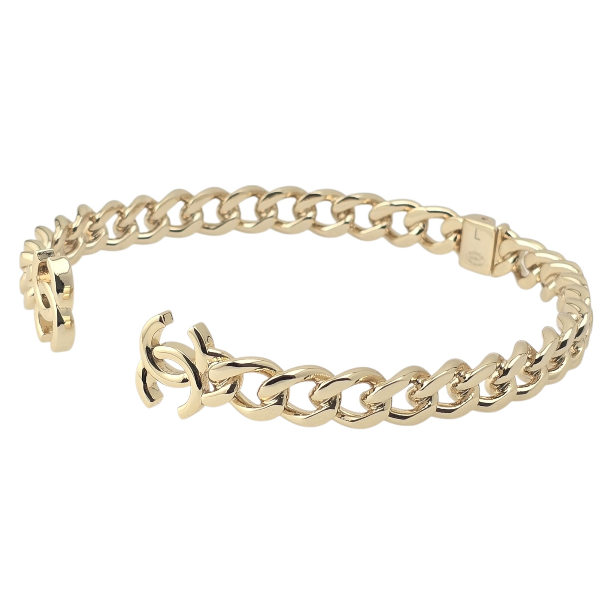 Chanel CC Metal Chain Link Choker Gold Necklace L 2022 CHANEL