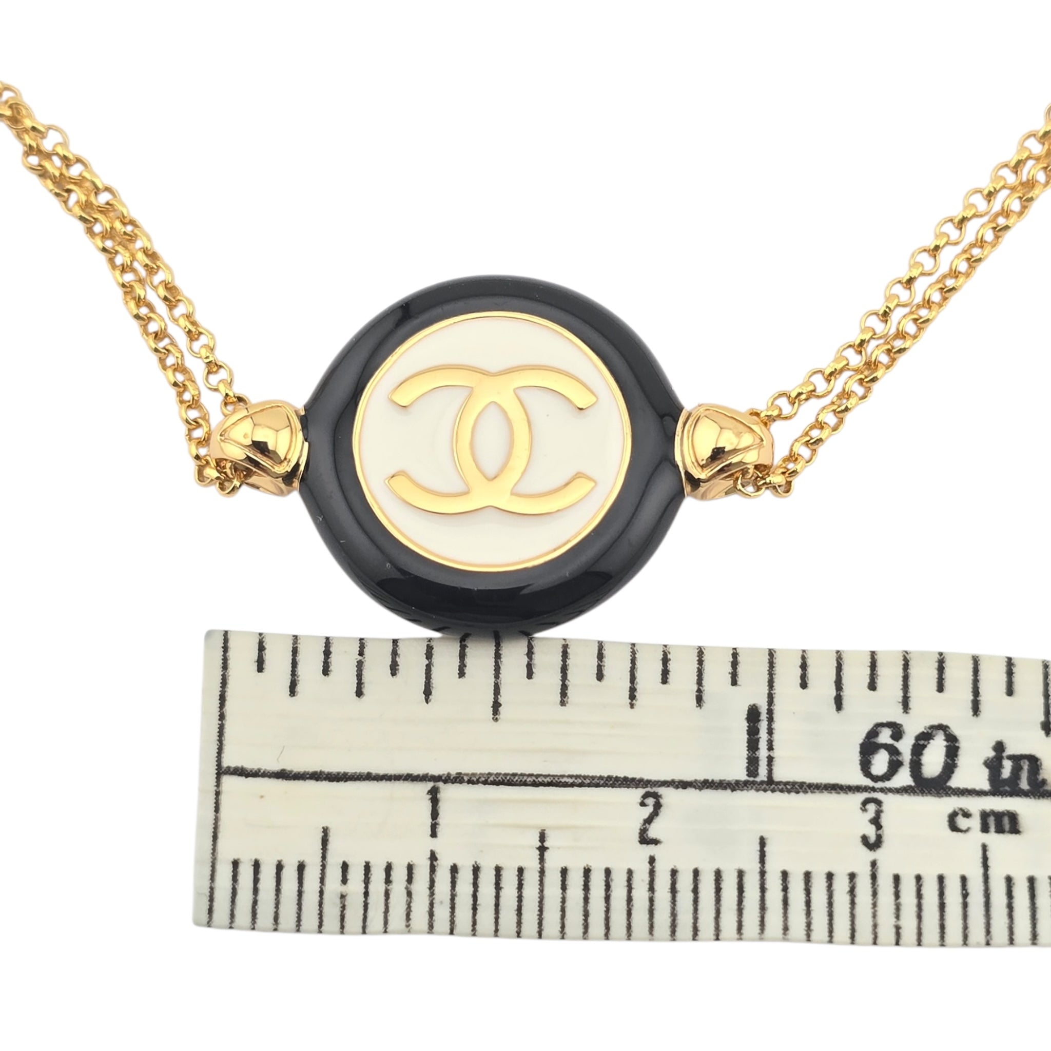 Chanel CC Round Enamel Pendant Choker Necklace 2024 CHANEL
