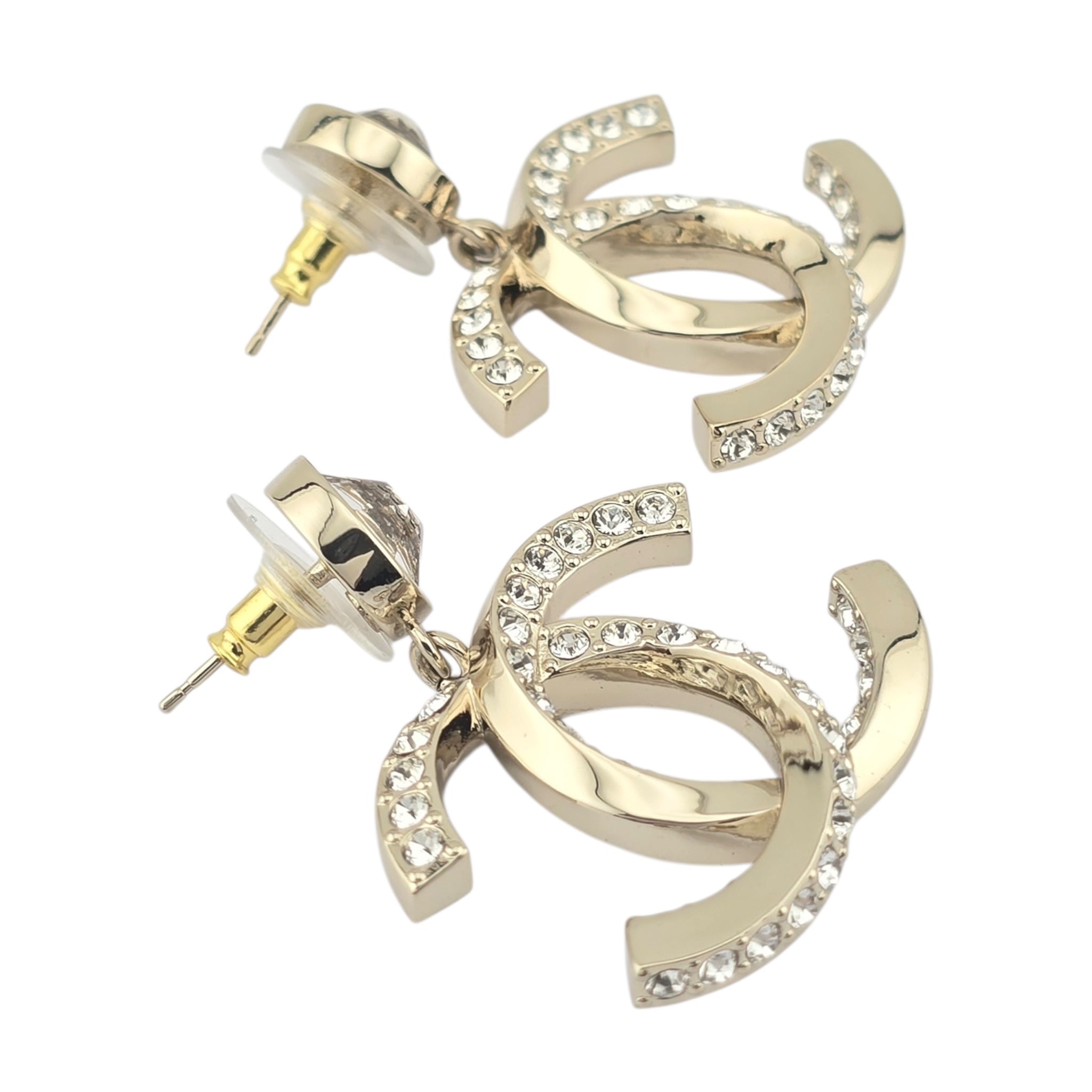 Chanel CC Gold Crystal Earrings 2023 CHANEL