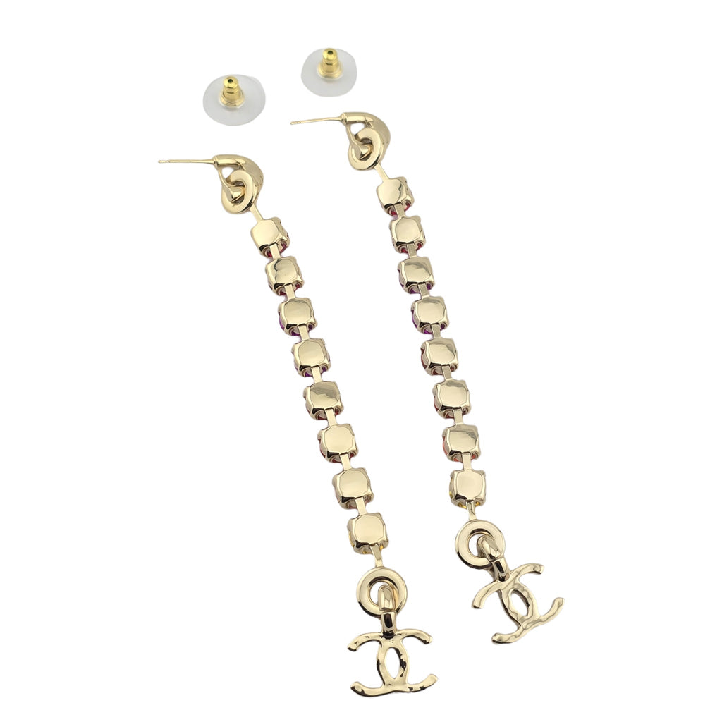 Chanel CC Rainbow Crystal Earrings A24 CHANEL