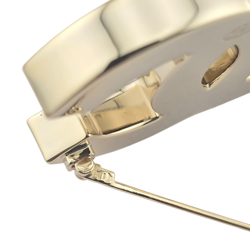 Chanel CC White Black Resin Gold Brooch 2023 CHANEL