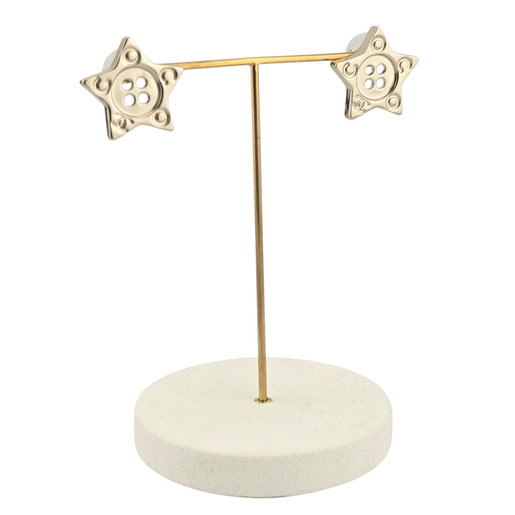 Chanel Logo Star Button Gold Earrings 2025 CHANEL