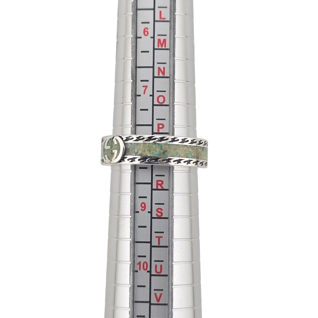 GUCCI Interlocking G Turquoise Enamel Sterling Silver Ring GUCCI