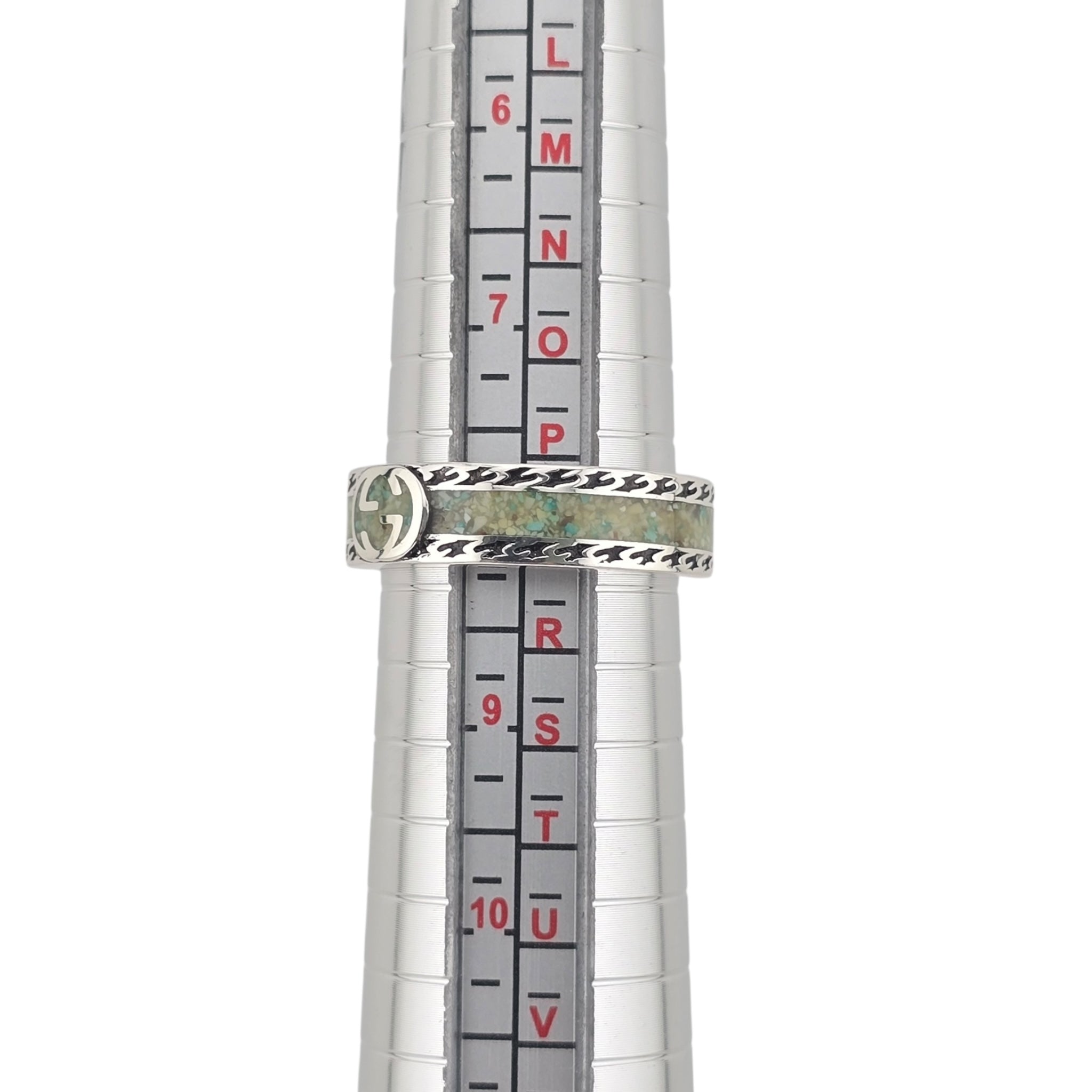 GUCCI Interlocking G Turquoise Enamel Sterling Silver Ring GUCCI