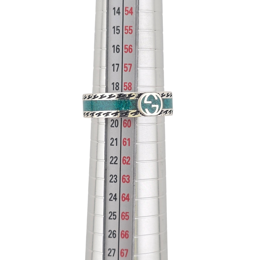 GUCCI Interlocking G Sterling Silver Turquoise Enamel Ring GUCCI