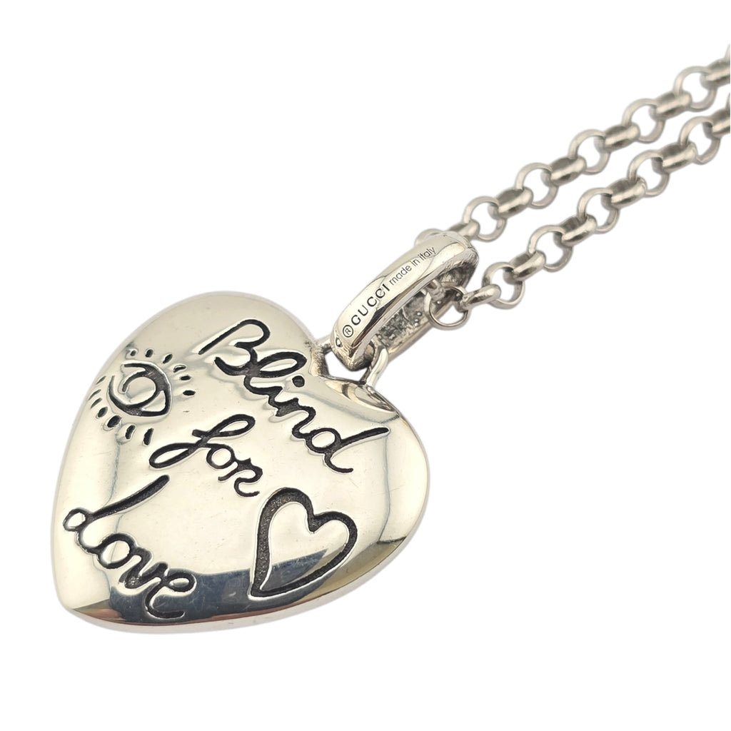 GUCCI Blind For Love Heart Sterling Silver Necklace GUCCI