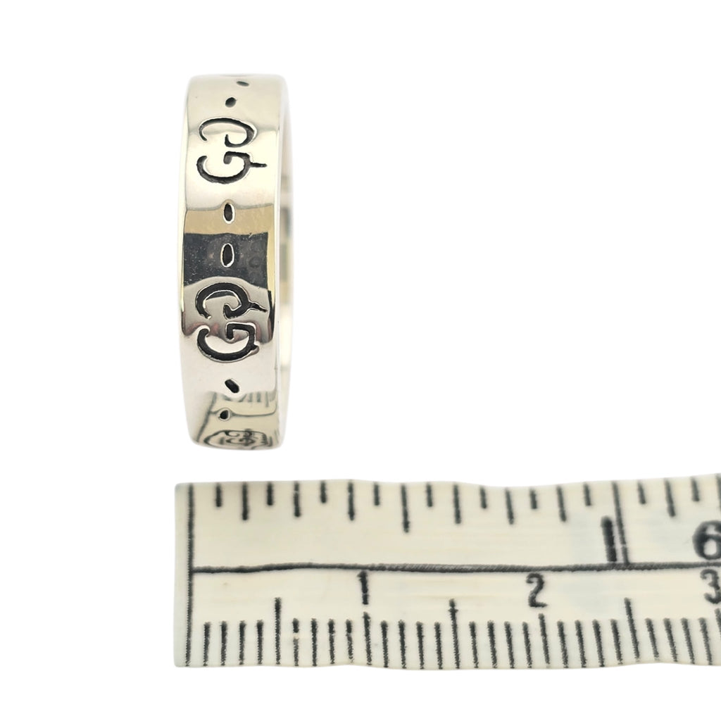 GUCCI Ghost Skull Silver GG Ring 4mm GUCCI
