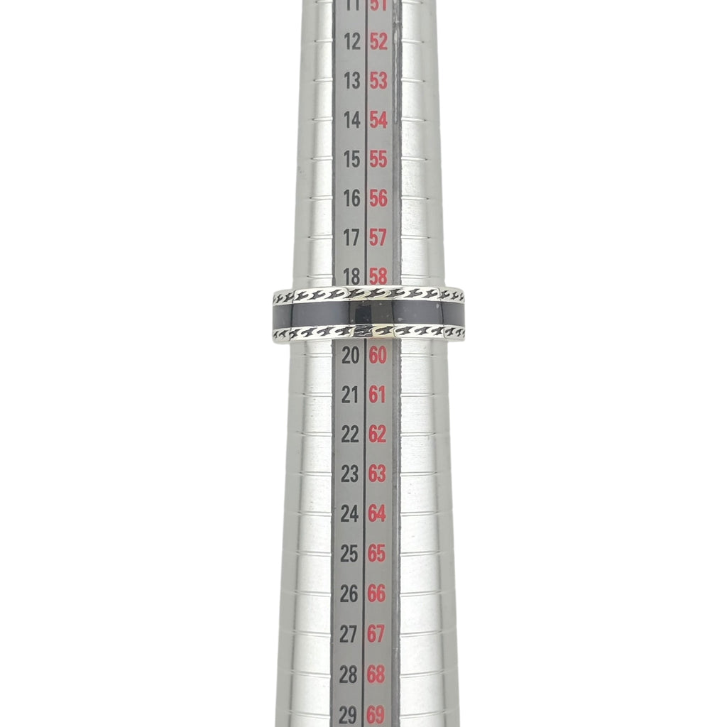 GUCCI Interlocking G Sterling Silver Black Enamel Ring GUCCI