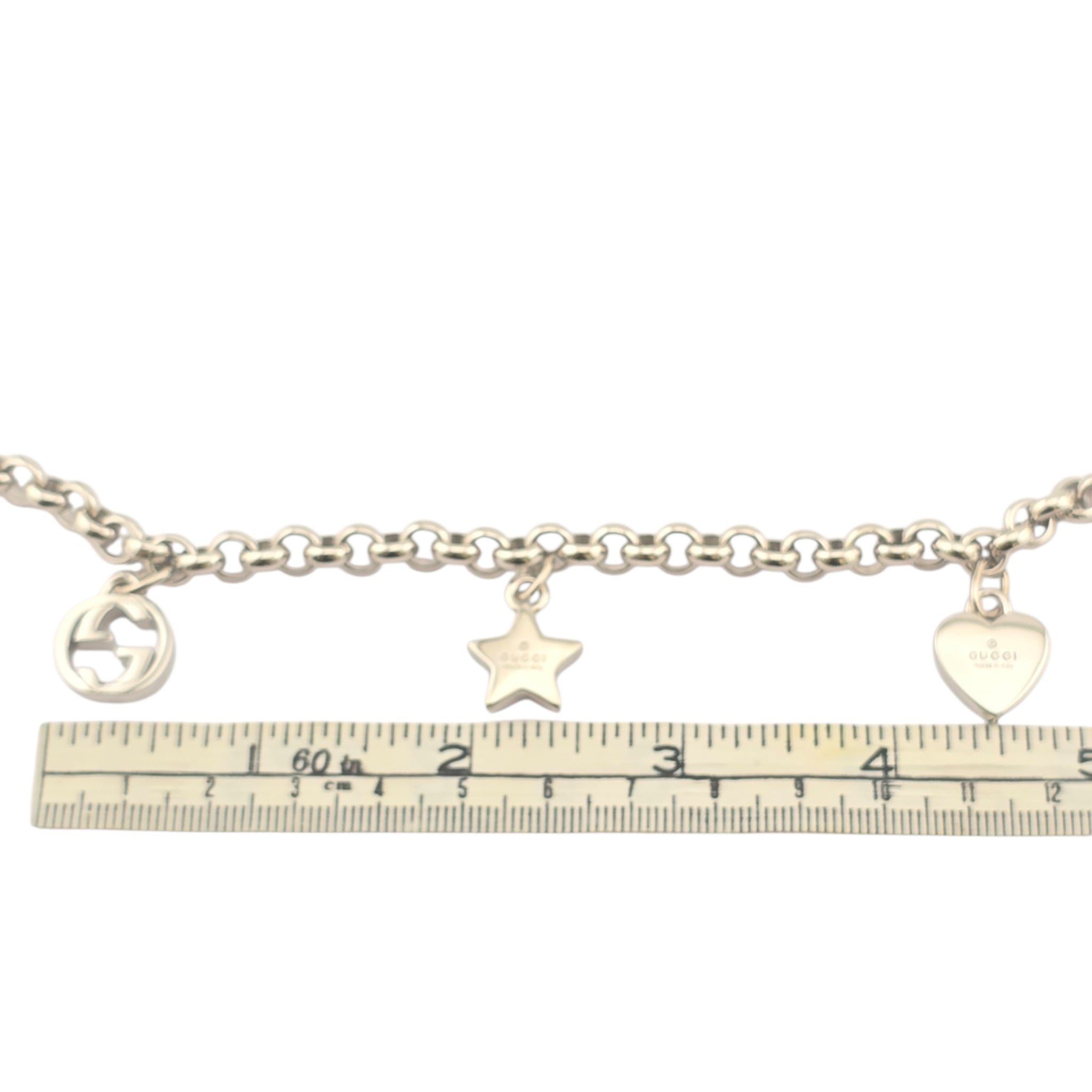 GUCCI Trademark GG Sterling Silver Charm Bracelet GUCCI