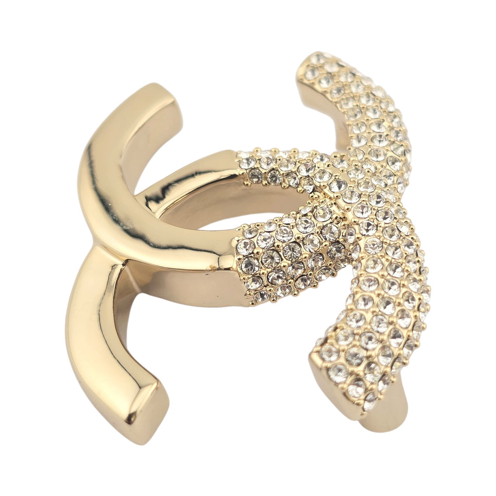 Chanel CC Gold Crystal Brooch 2022 CHANEL