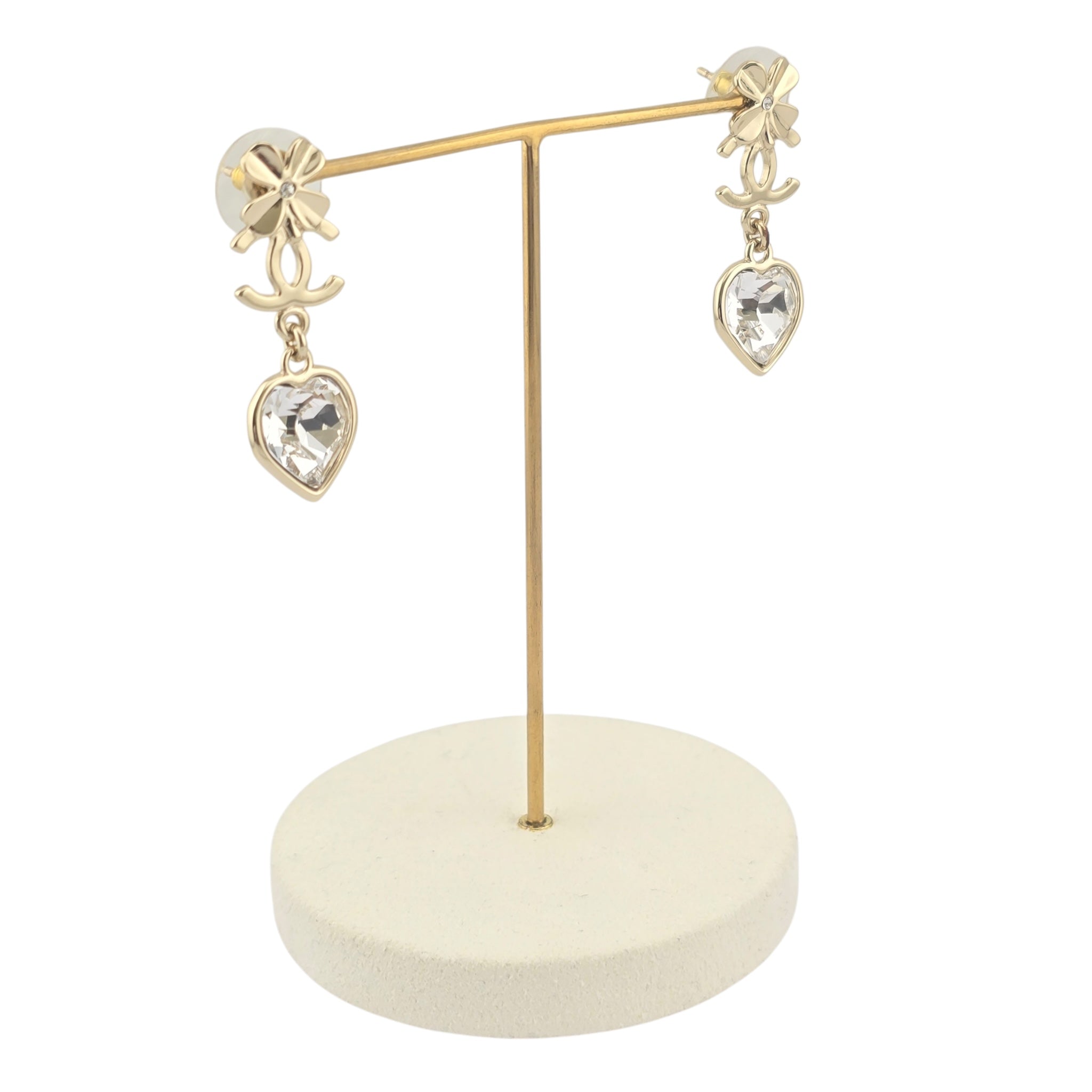 Chanel CC Clover Heart Gold Earrings 2022 CHANEL
