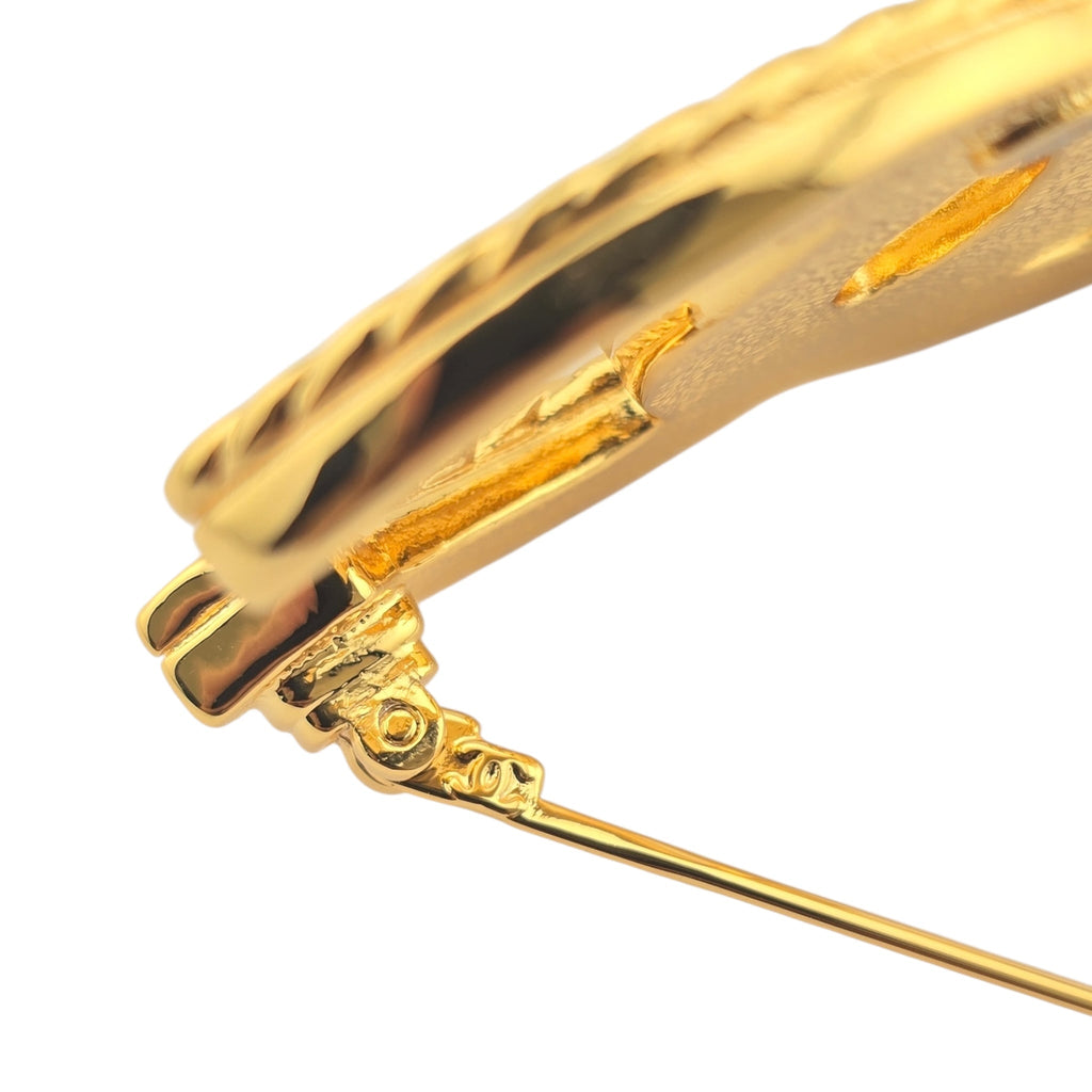 Chanel CC Gold Metal Denim Enamel Brooch CHANEL