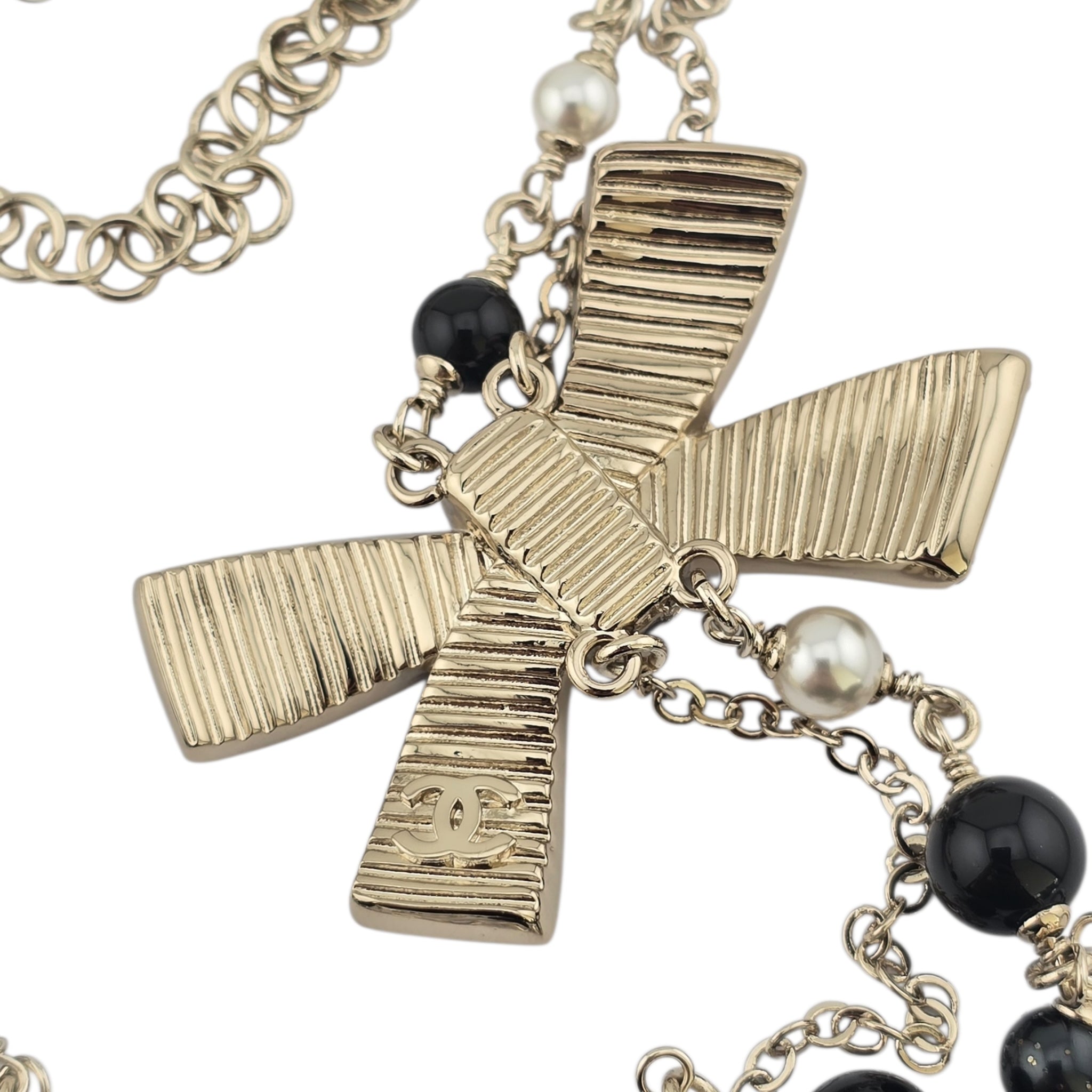 Chanel CC Gold Black Bow Necklace 2025 CHANEL
