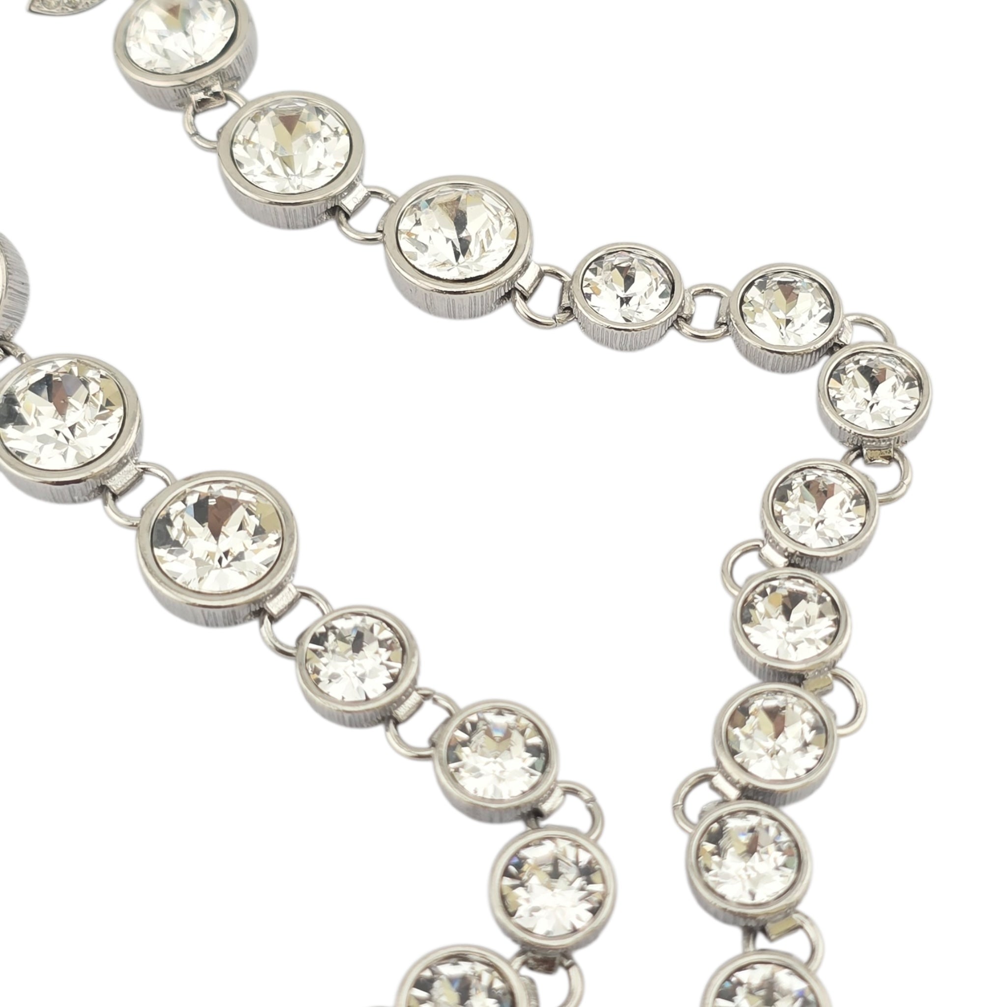 Chanel CC Crystal Long Drop Silver Earrings 23SS CHANEL