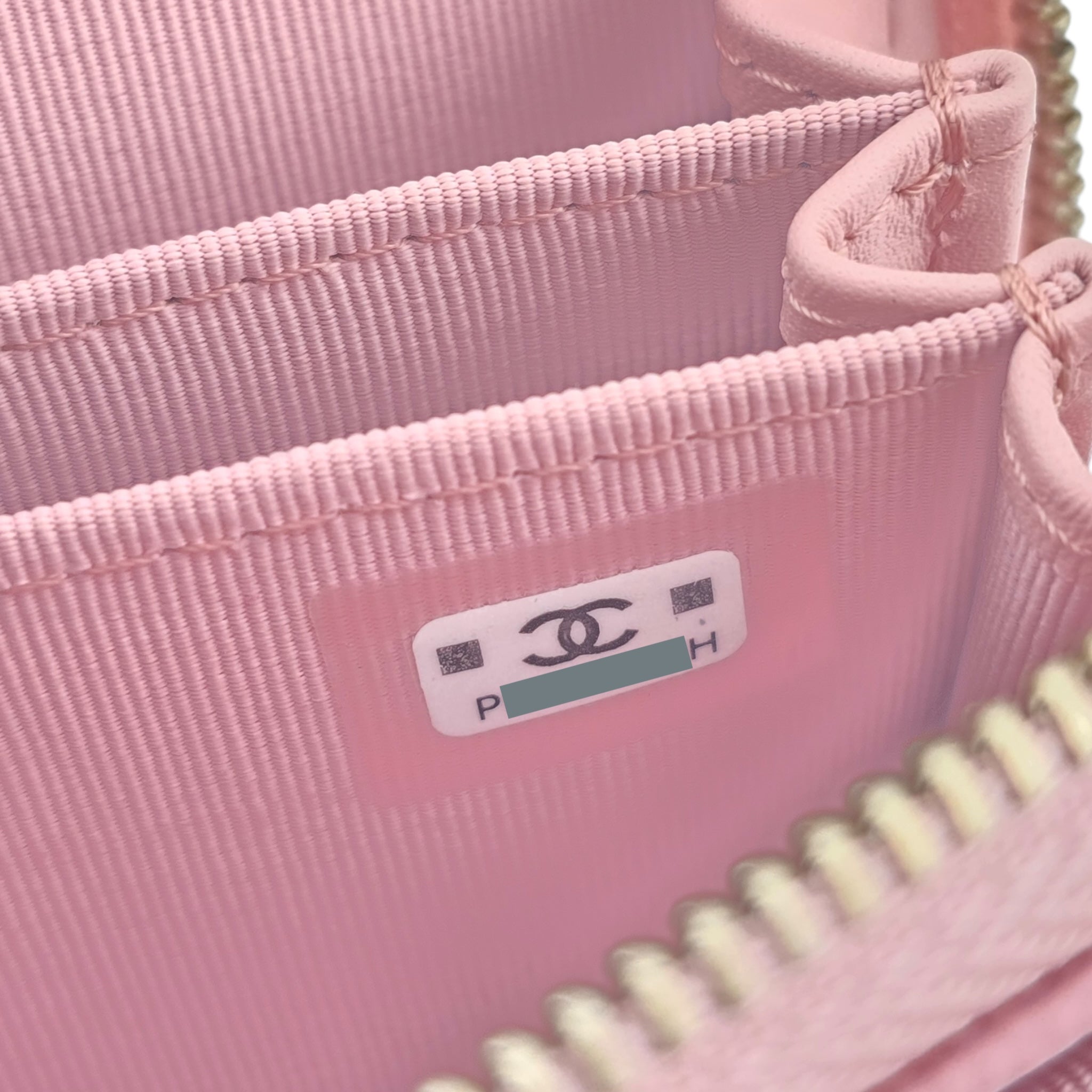 Chanel CC Caviar Classic Zip Coin Purse Card Holder Pink Gold CHANEL