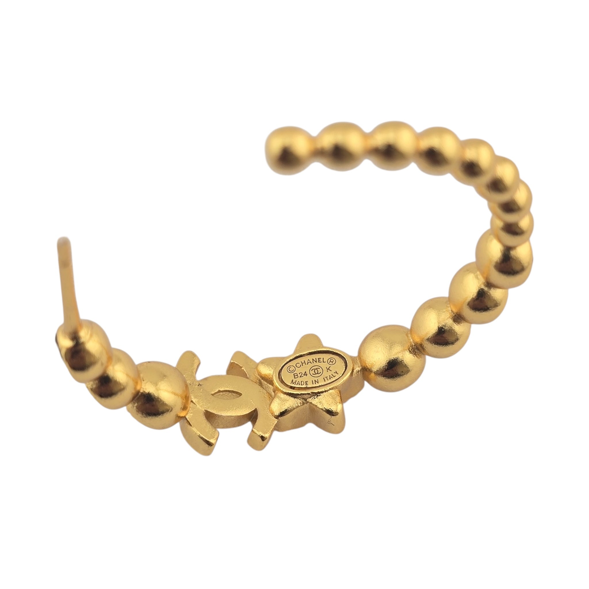 Chanel CC Gold Hoop Star Crystal Earrings 2024 CHANEL