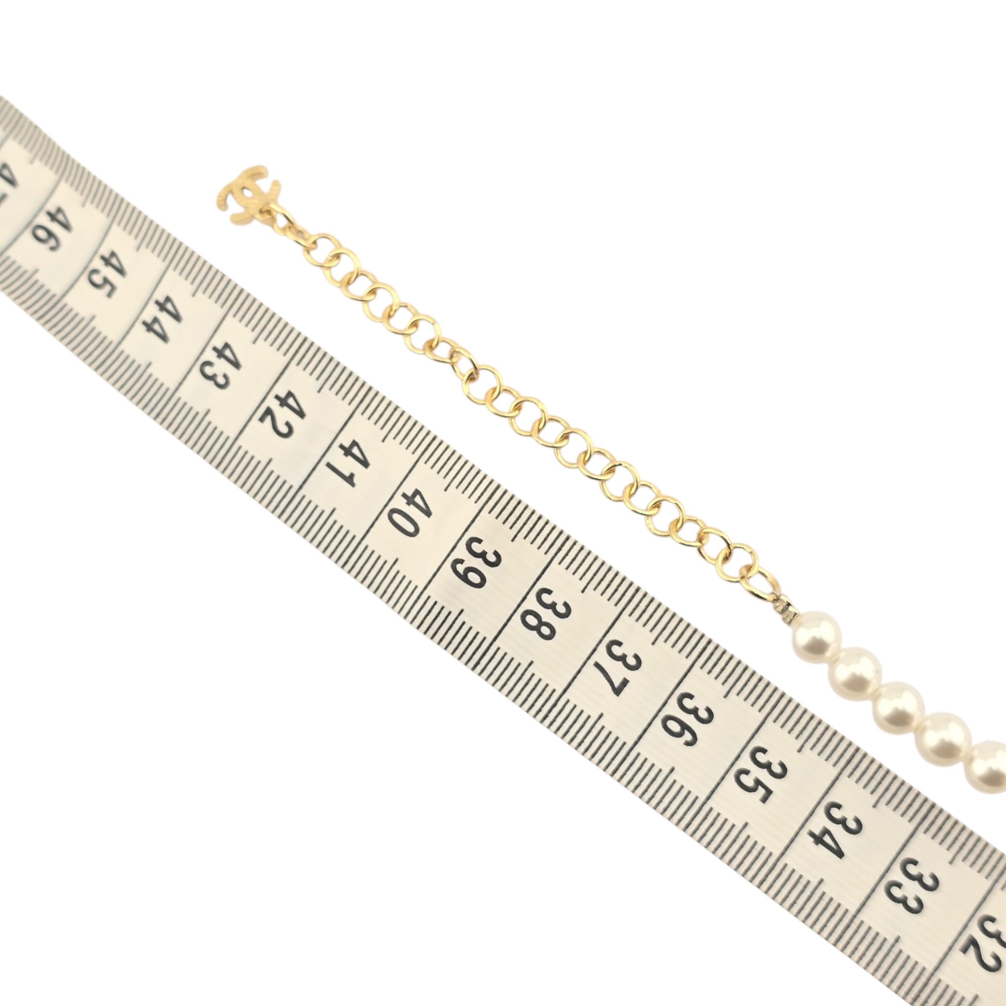 Chanel CC Faux Pearl Gold Heart Necklace 2024