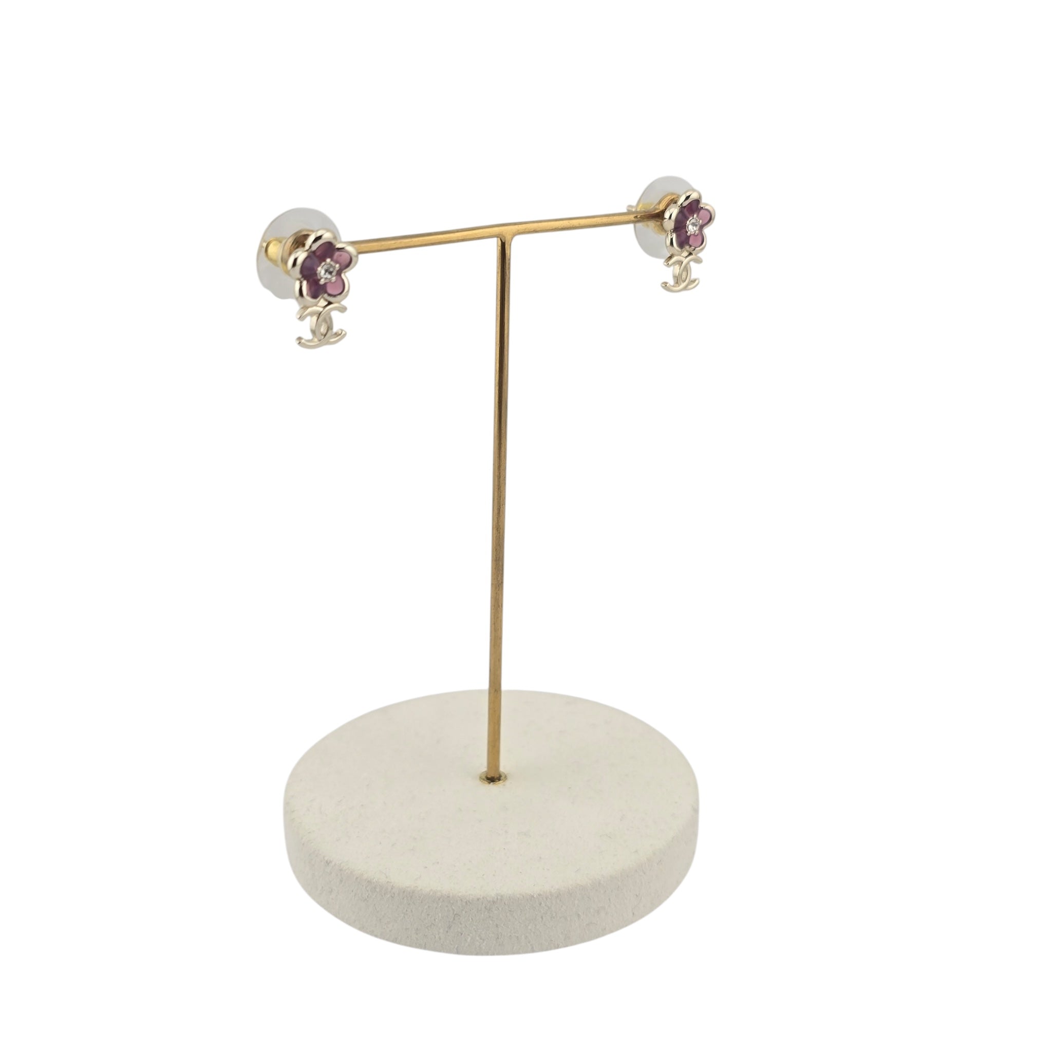 Chanel CC Gold Pink Enamel Earrings 26C 2026