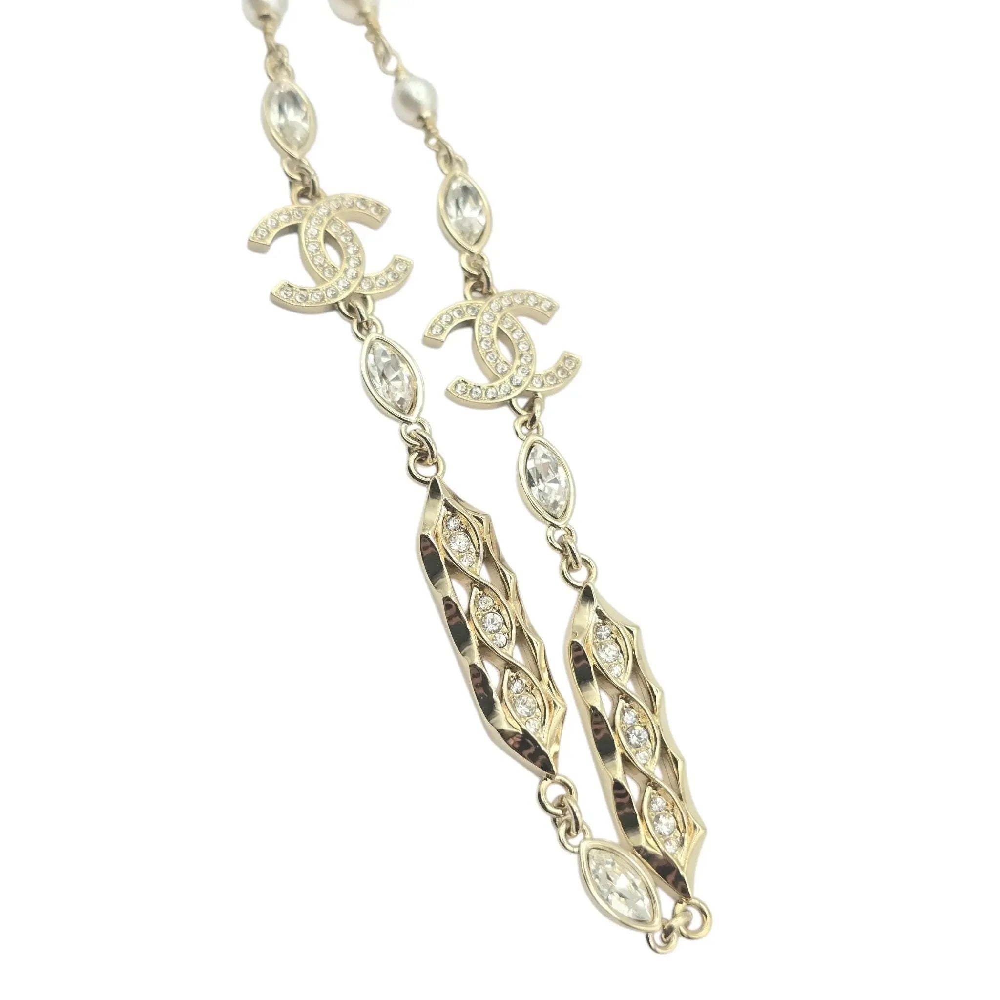 Chanel CC Gold Crystal/Pearl Necklace 2024 CHANEL