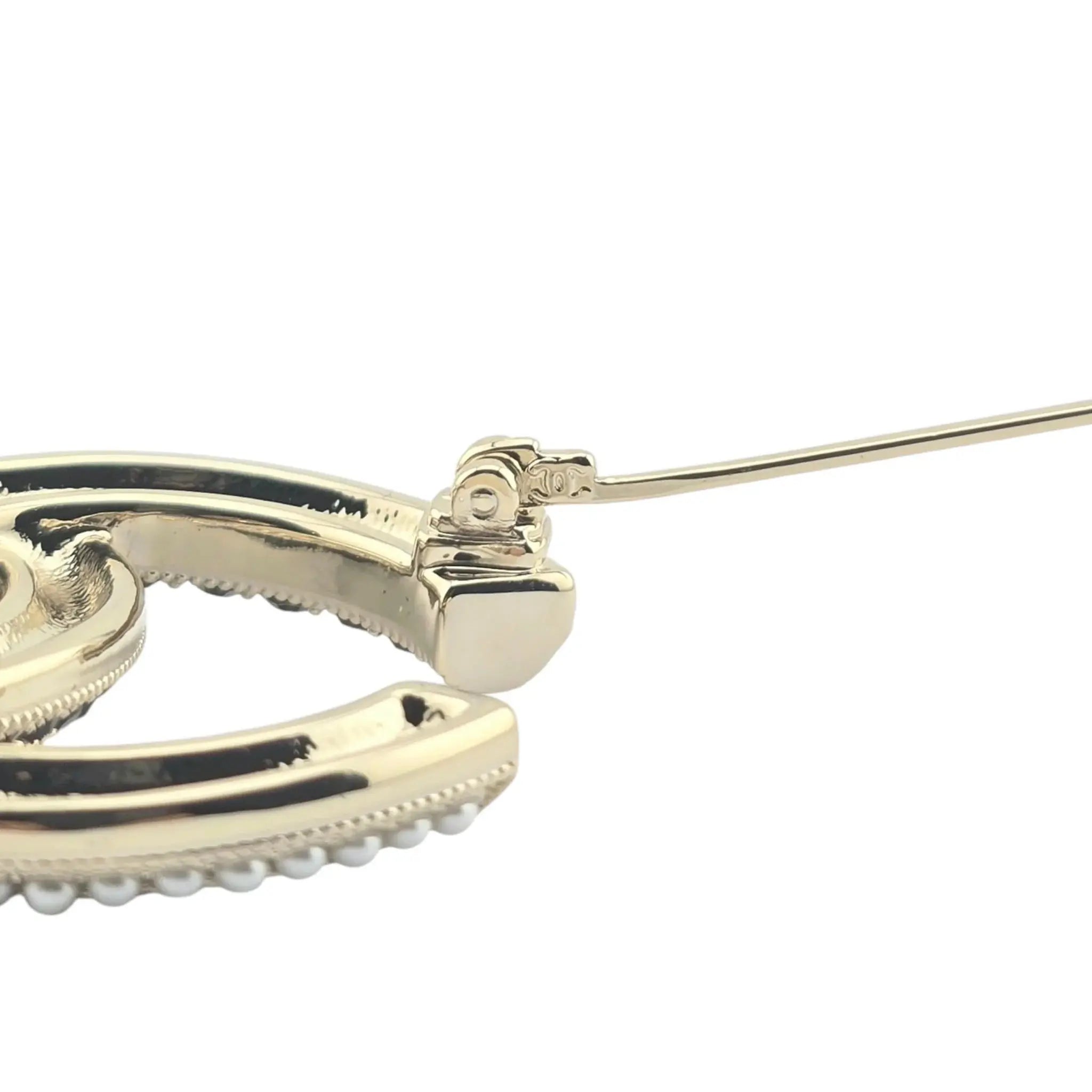 Chanel CC Gold Black Crystals Faux Pearl Brooch 2022 CHANEL