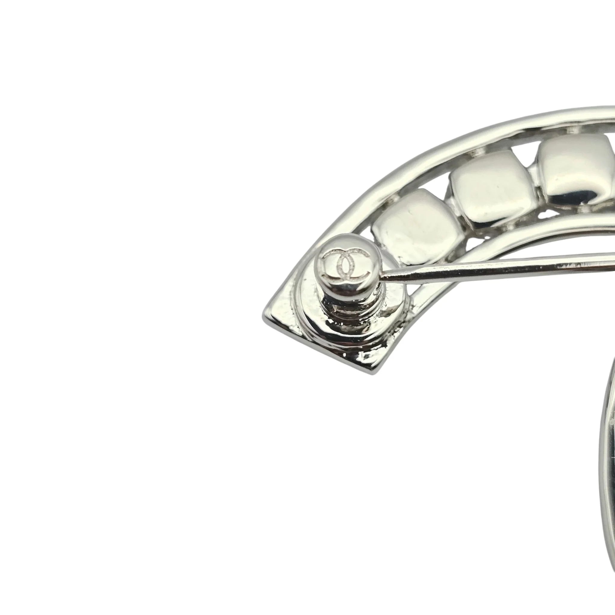 Chanel CC XL Crystal Silver Brooch 2023 CHANEL