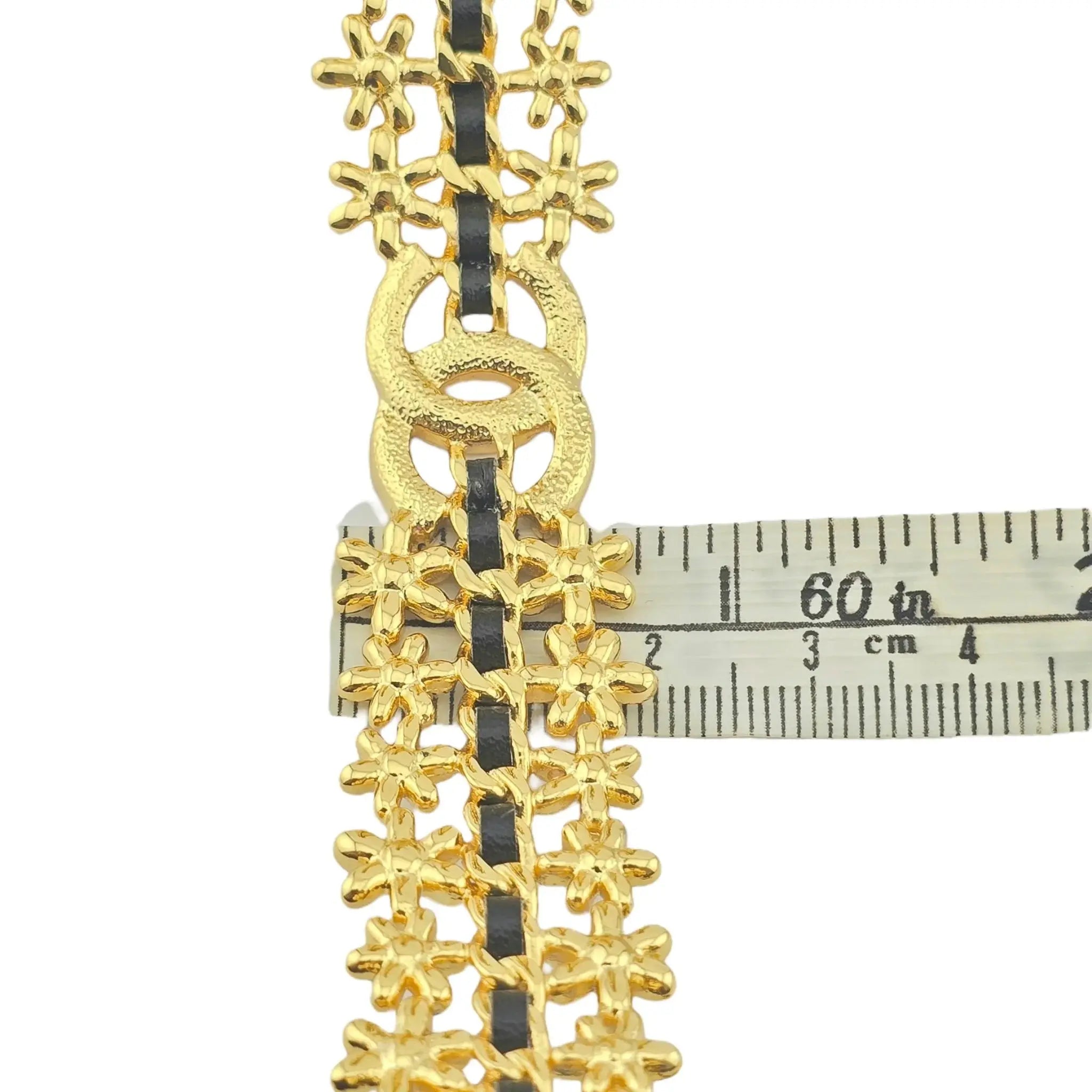 Chanel CC Choker Floral Gold Black Leather Necklace 2023 CHANEL