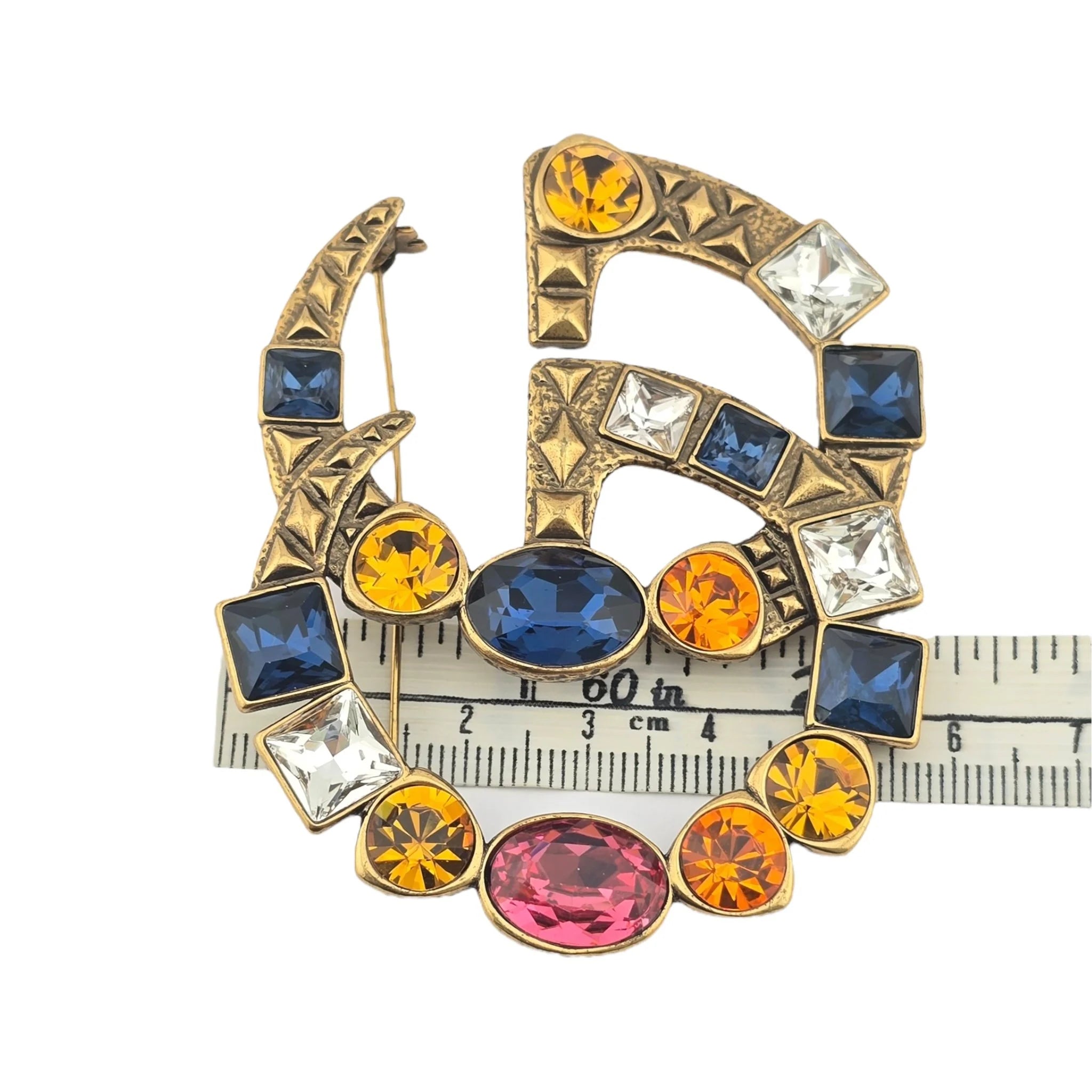 GUCCI Crystal Double G Multicolour Crystal Brooch GUCCI