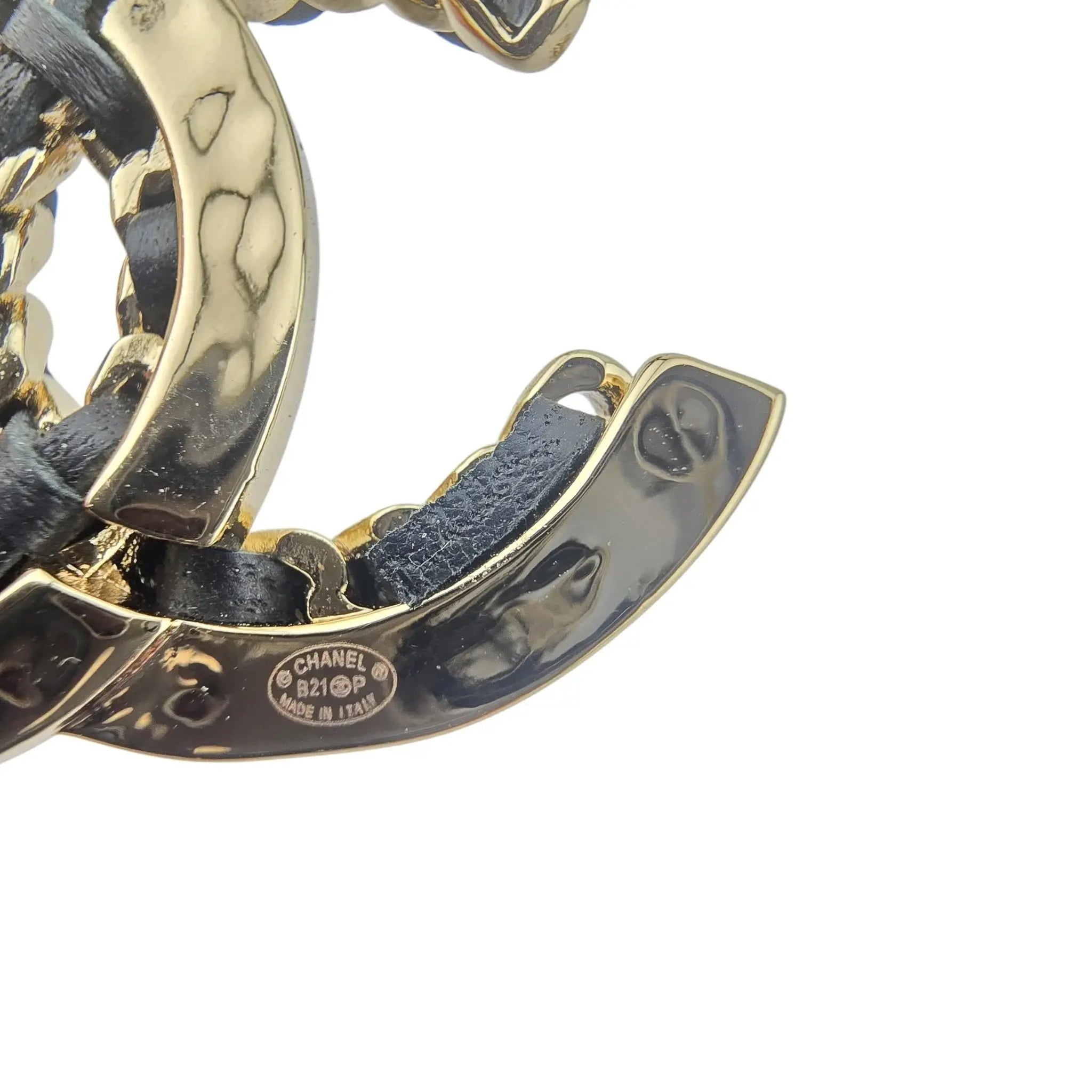 Chanel CC Gold Black Woven Leather Drop Earrings 2021 CHANEL