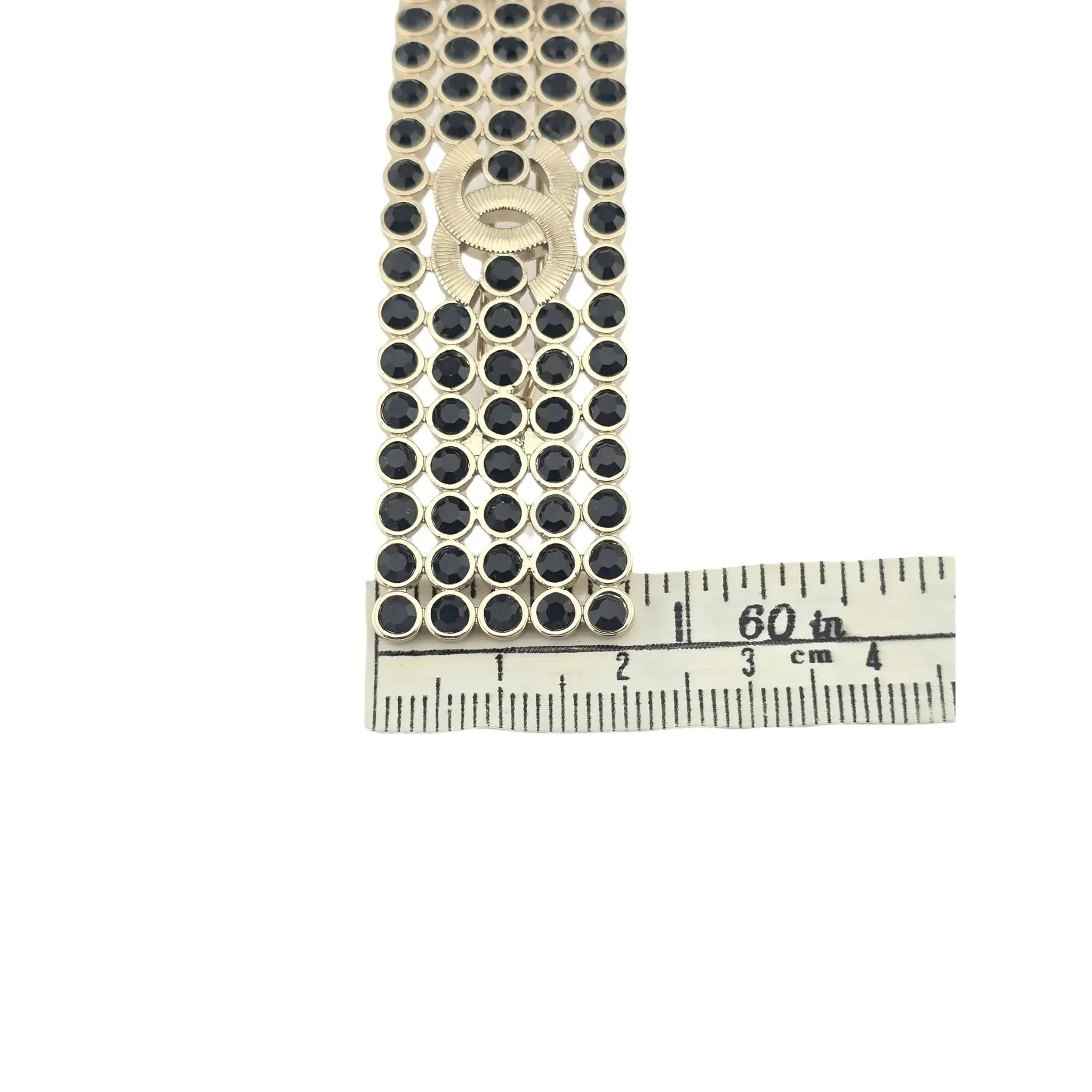 Chanel CC Black Strass Crystal Hair Barrette Clip B23 CHANEL