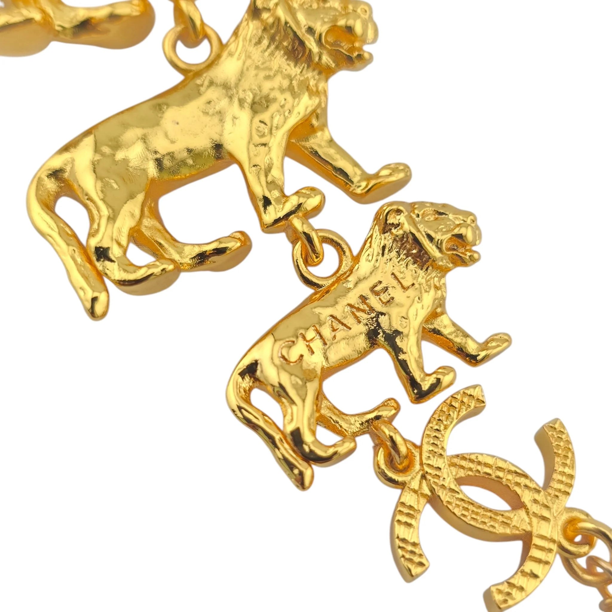 Chanel CC 3 Lion Pendant Gold Necklace 2022 CHANEL
