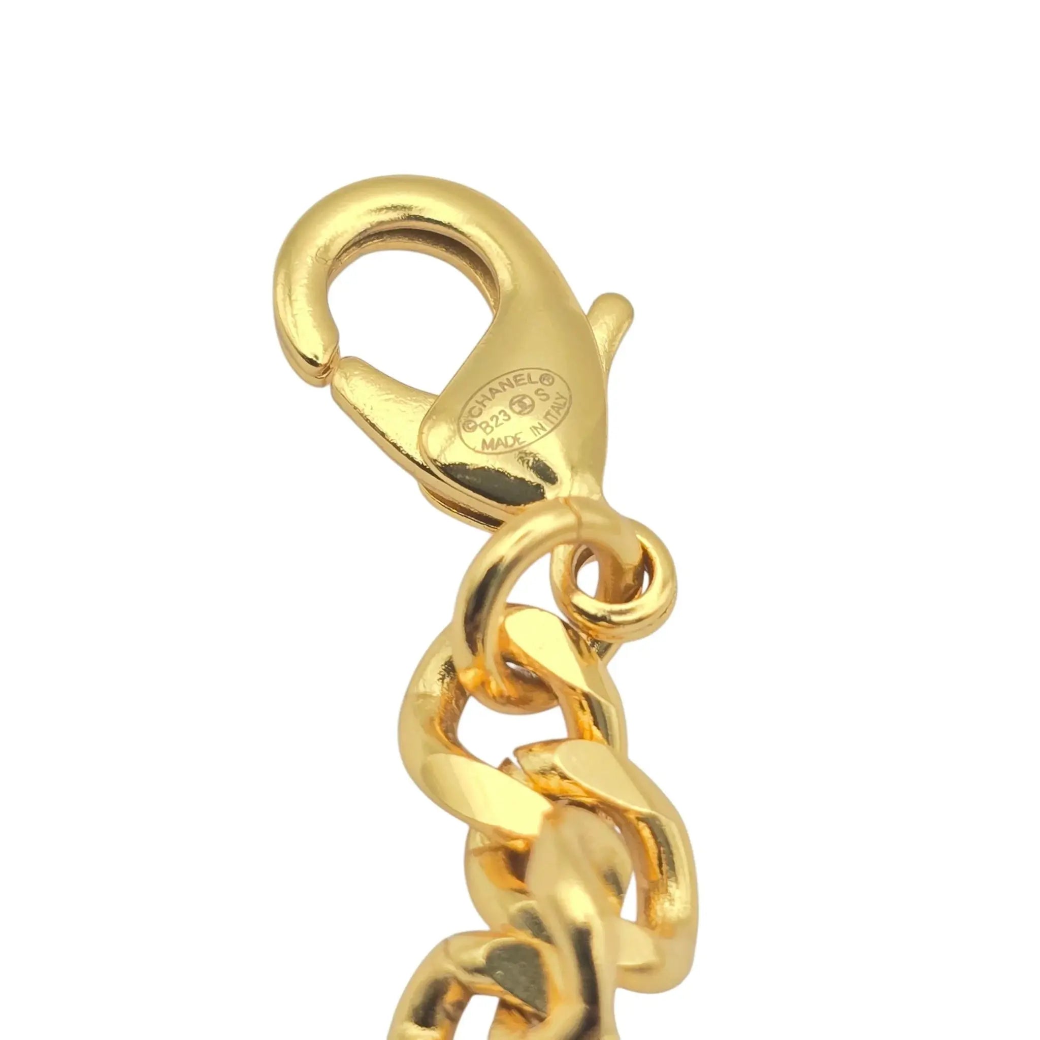 Chanel 2023 SS CC Square Resin Gold Long Chain Necklace CHANEL