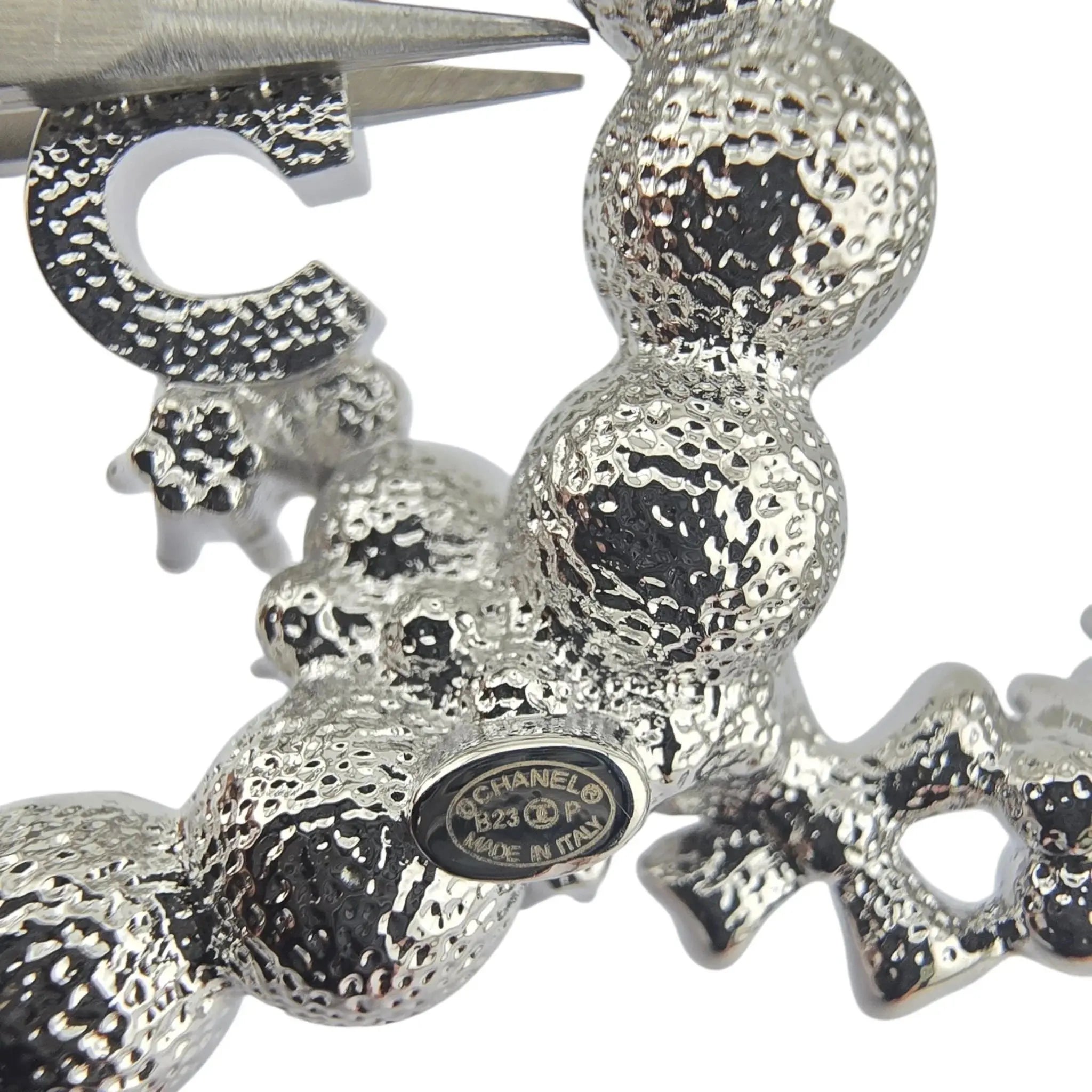 Chanel CC Crystal Pearl Star 5 Brooch Silver Pearly White B23 CHANEL