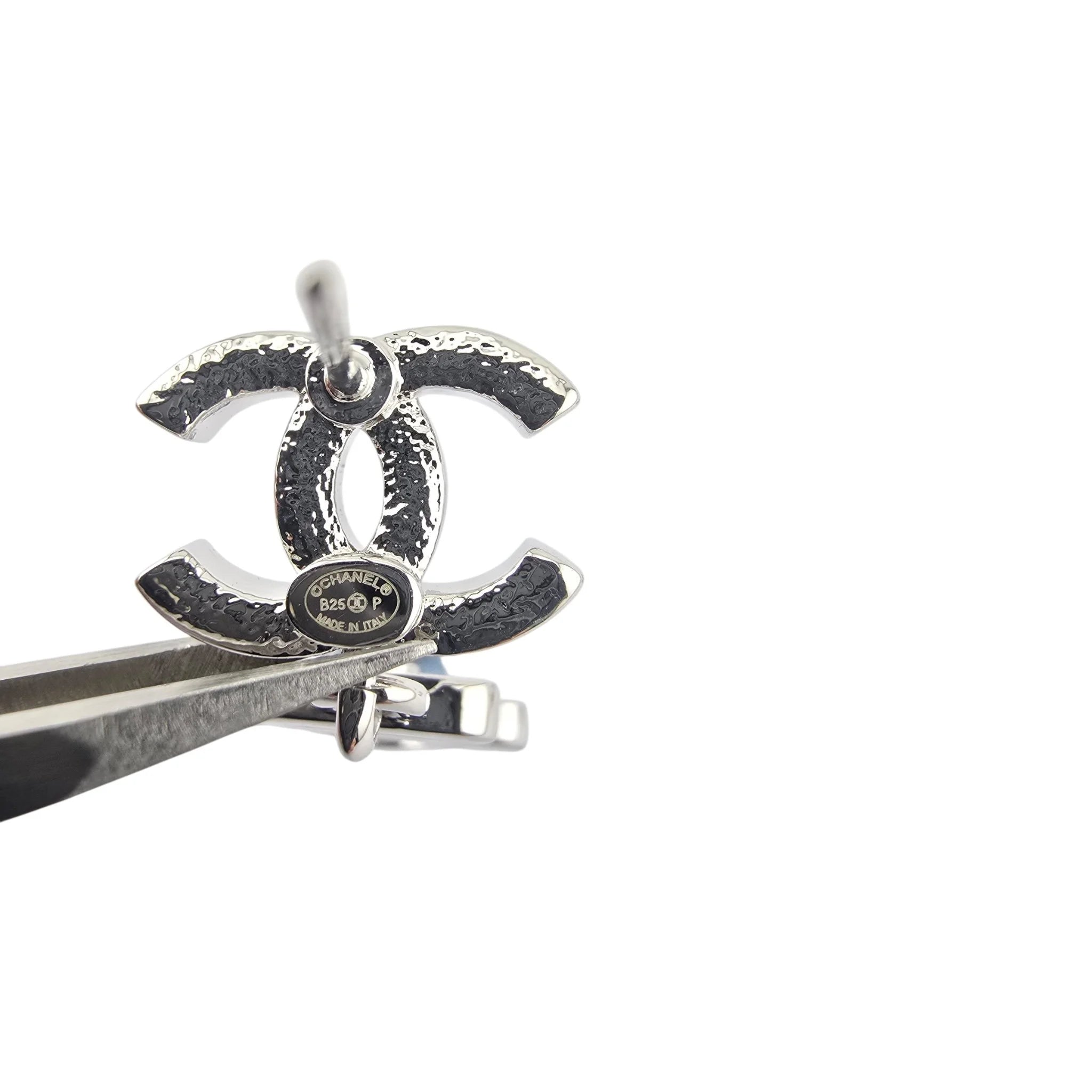 Chanel CC Silver Blue Heart Bottle Drop Earrings 2025 CHANEL