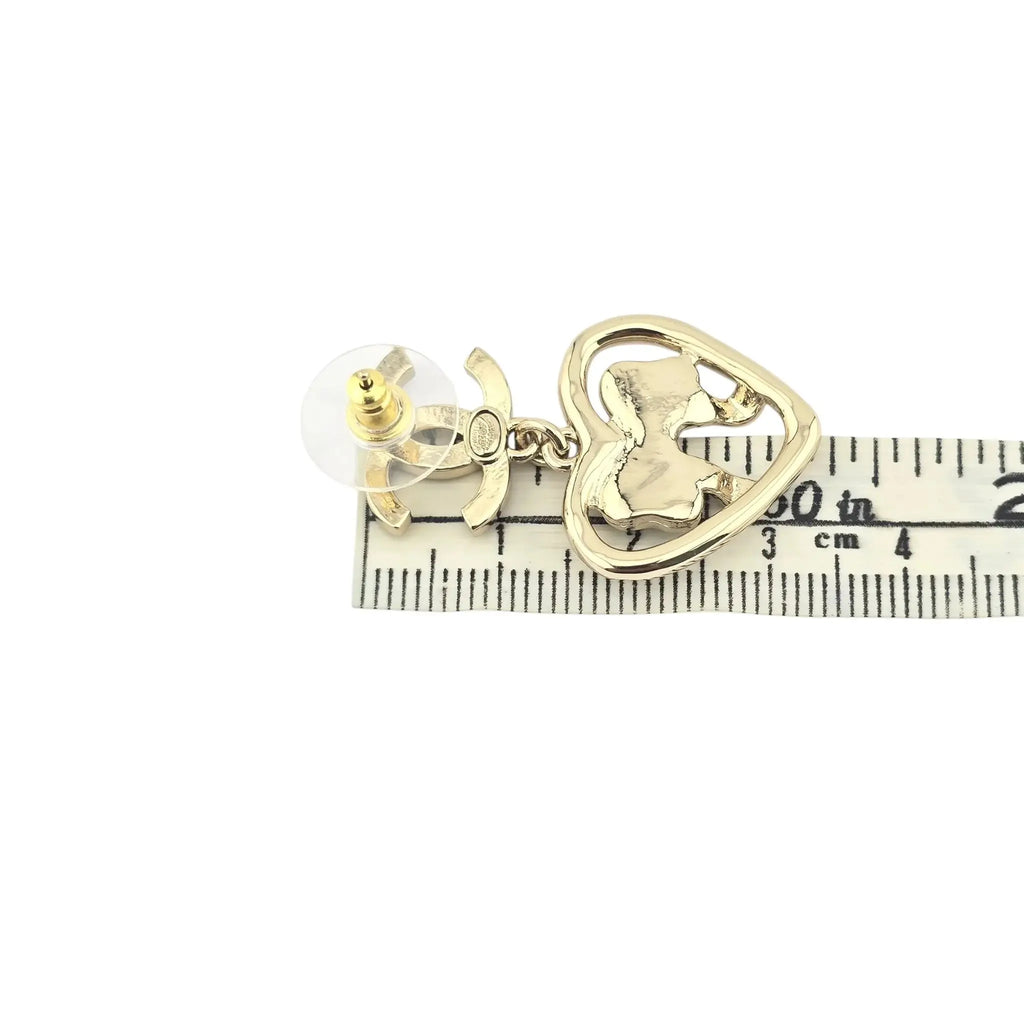Chanel CC Heart Bow Drop Earrings 2025 CHANEL