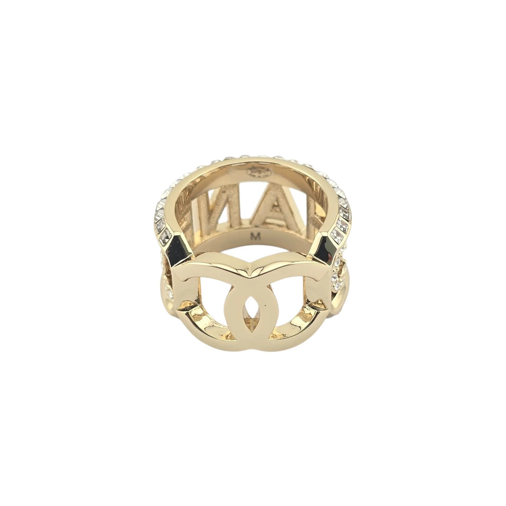 Chanel CC Gold Crystal Ring 2024 CHANEL