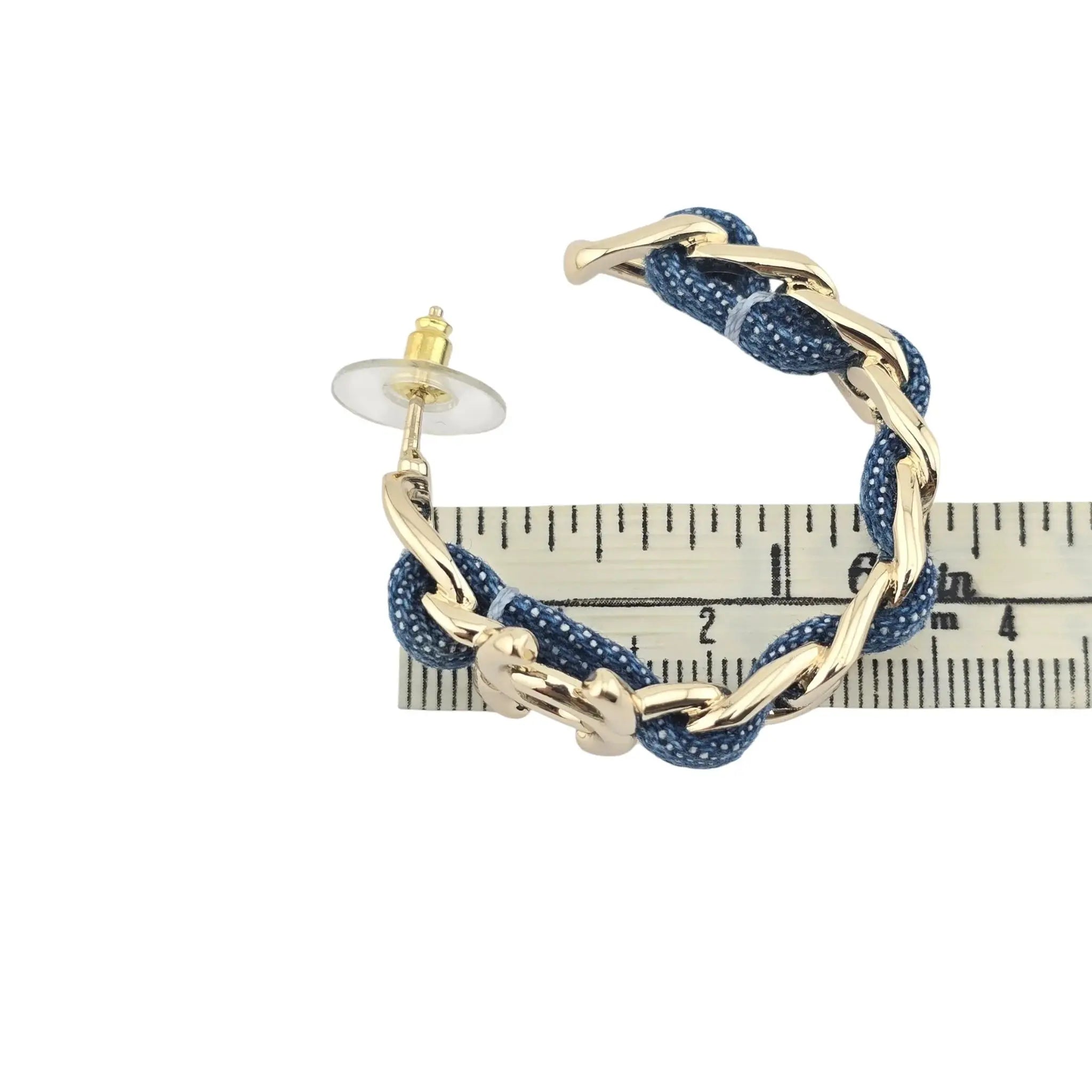 Chanel CC Denim Blue Hoop Earrings 2025 CHANEL