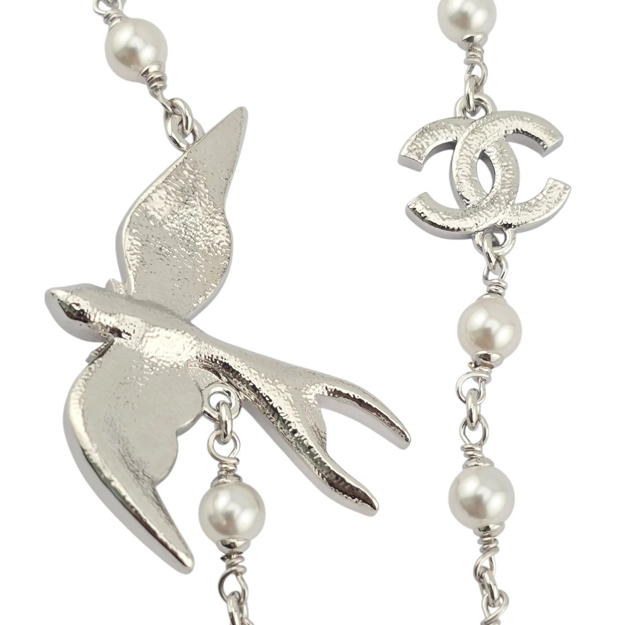 Chanel CC Silver Bird Long Necklace SS25 CHANEL