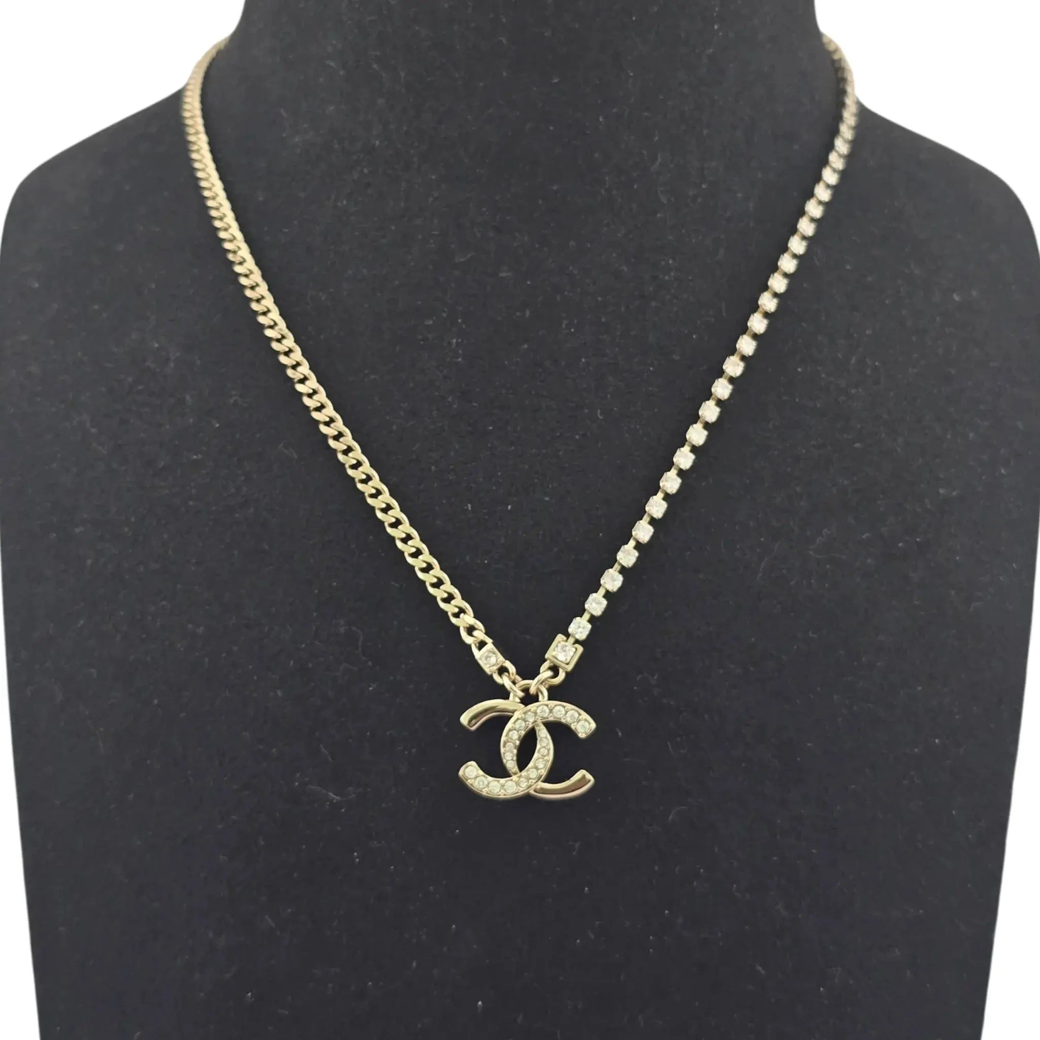 Chanel CC Gold Crystal Chain Necklace 2024 CHANEL