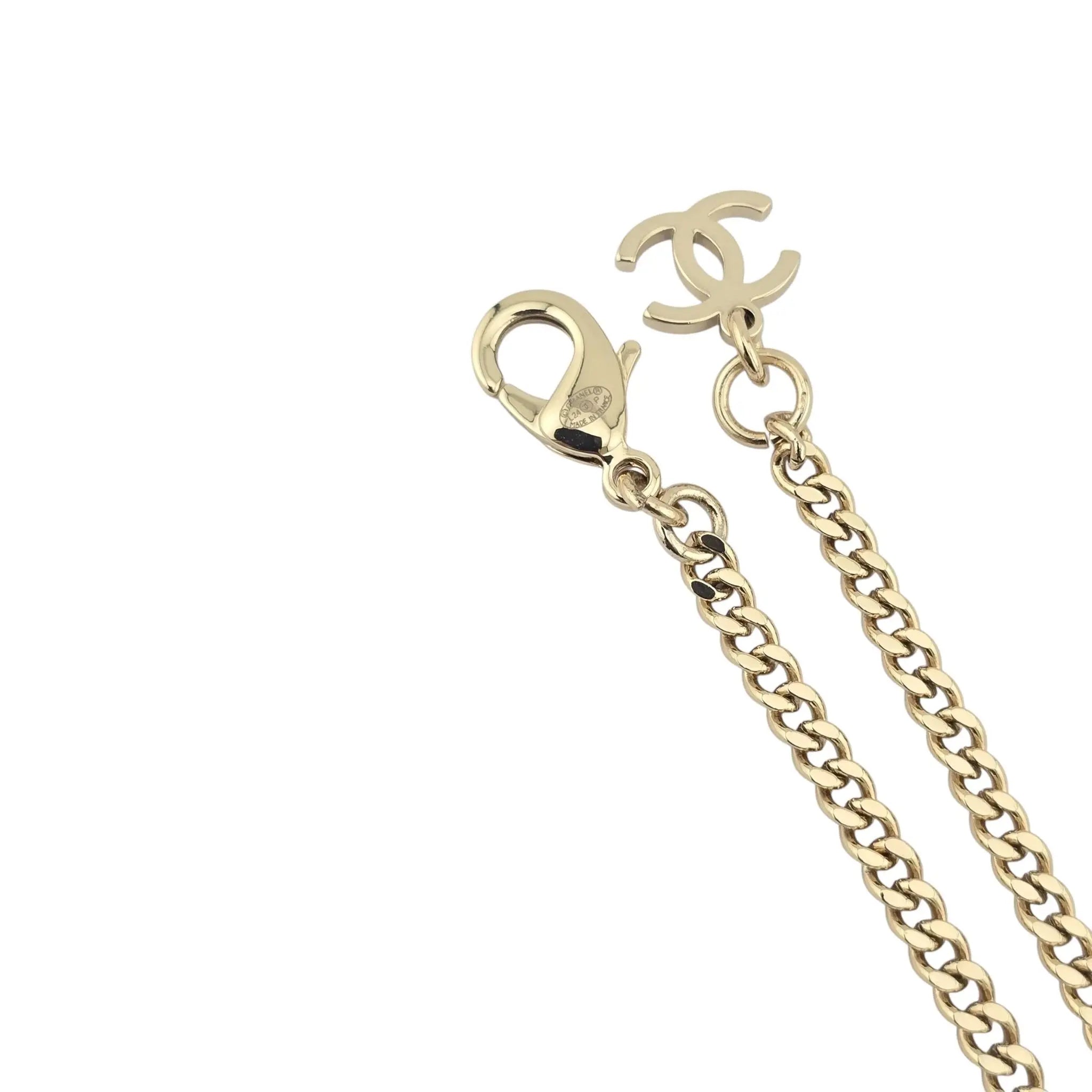 Chanel CC Gold Crystal Pendant Necklace 2024 CHANEL