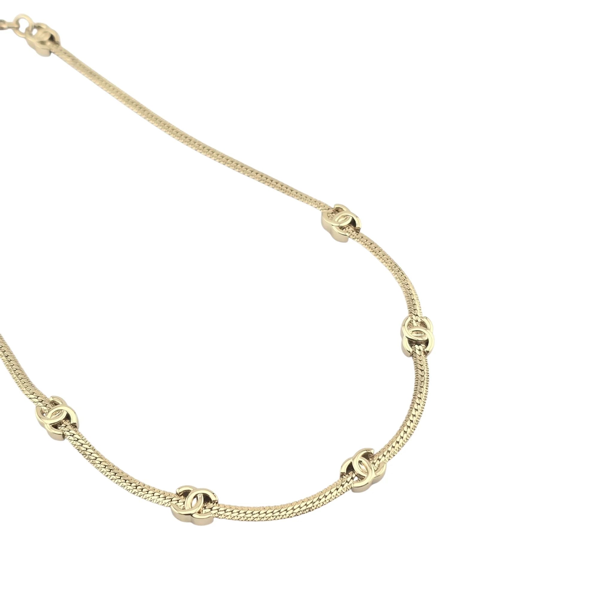 Chanel CC Thin Choker Necklace Gold 2024 CHANEL
