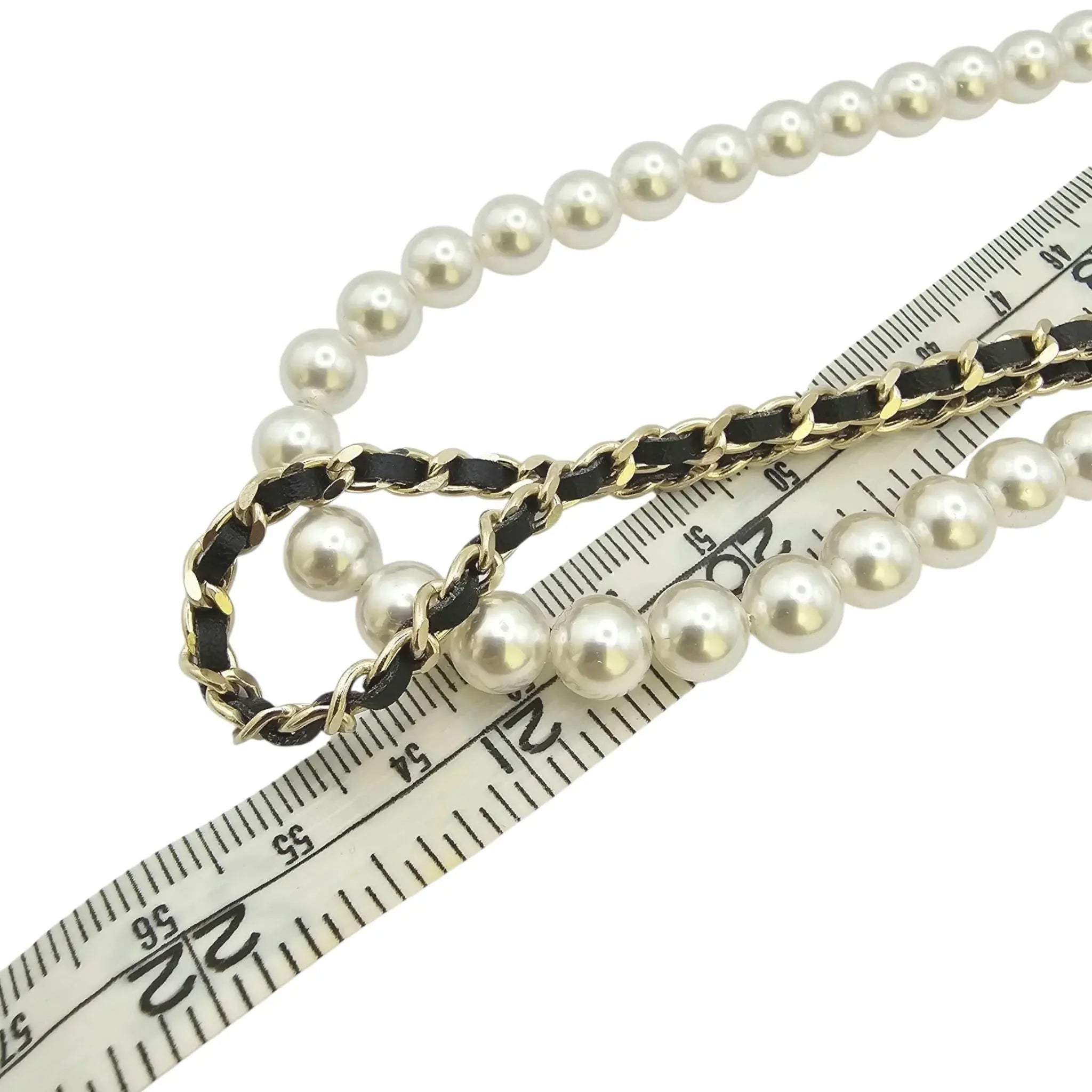 Chanel CC Long Faux Pearl Leather Necklace 2023 CHANEL